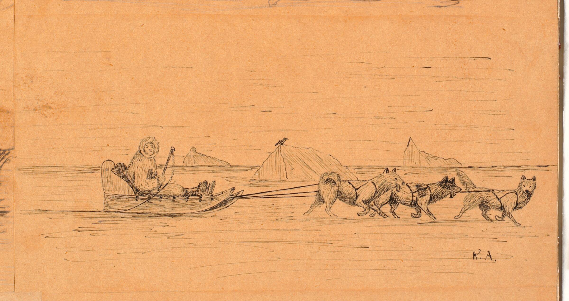 Slædekørsel mellem isfjelde, Kaarale Andreassen, 1920-1934