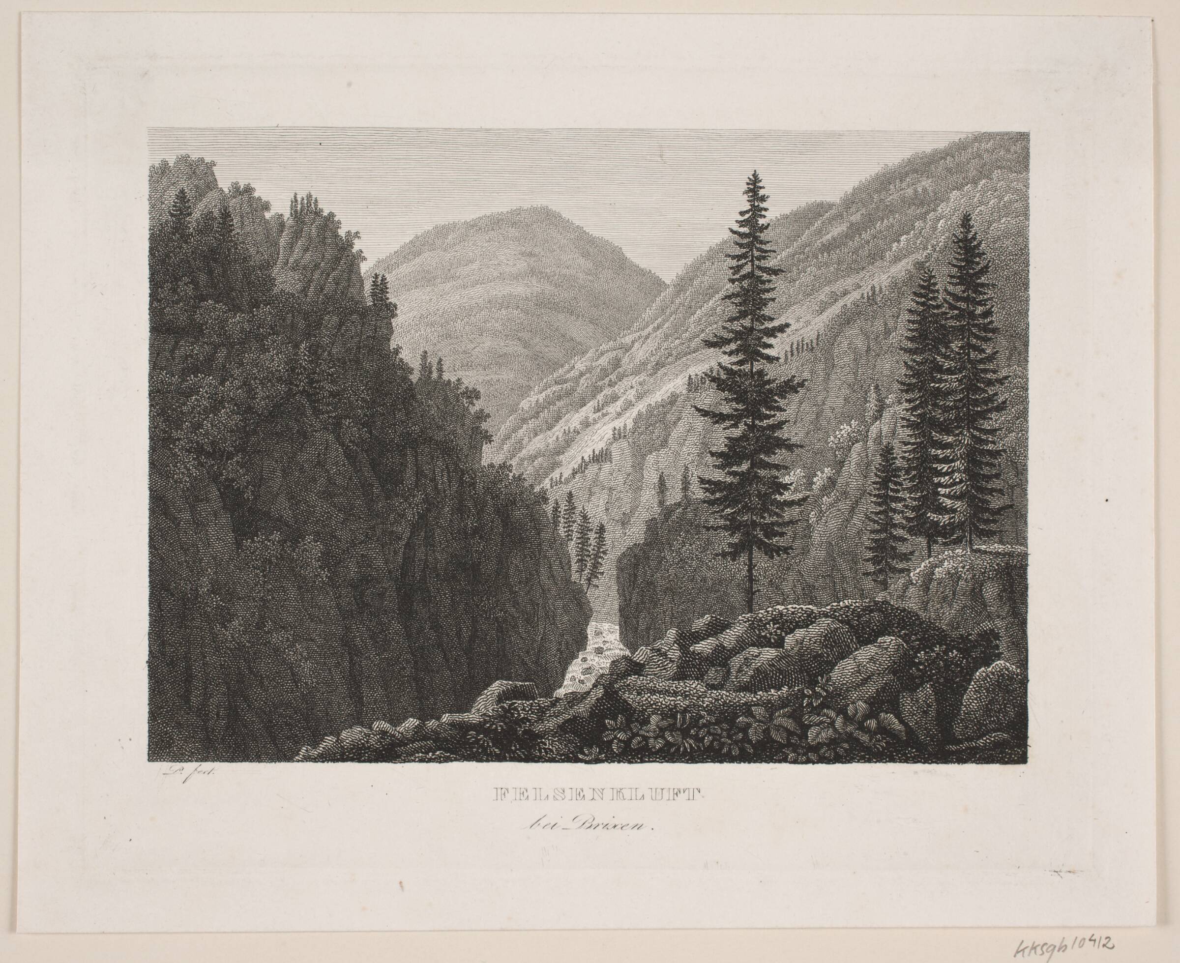 Felsenkluft bei Brixen, Søren Henrik Petersen, 1788-1860