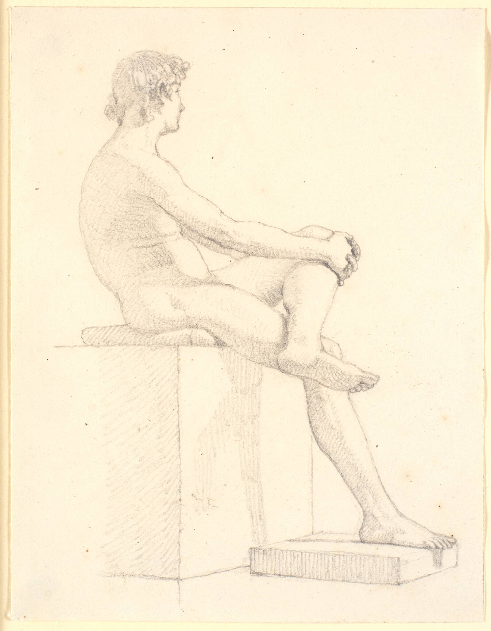 Ung, siddende mandlig model, Christen Købke, 1810-1848