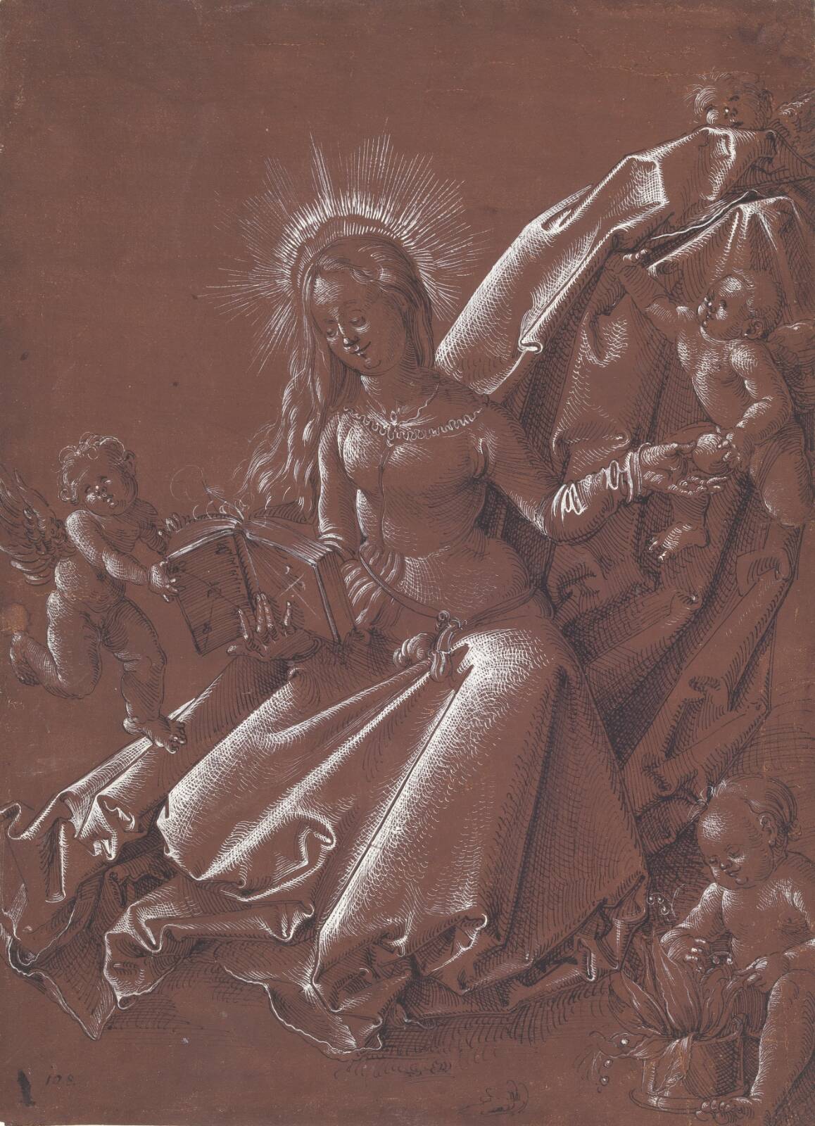 The Virgin reading, surrounded by angels and the infant Christ, by Hans Baldung Grien, 1511-1517