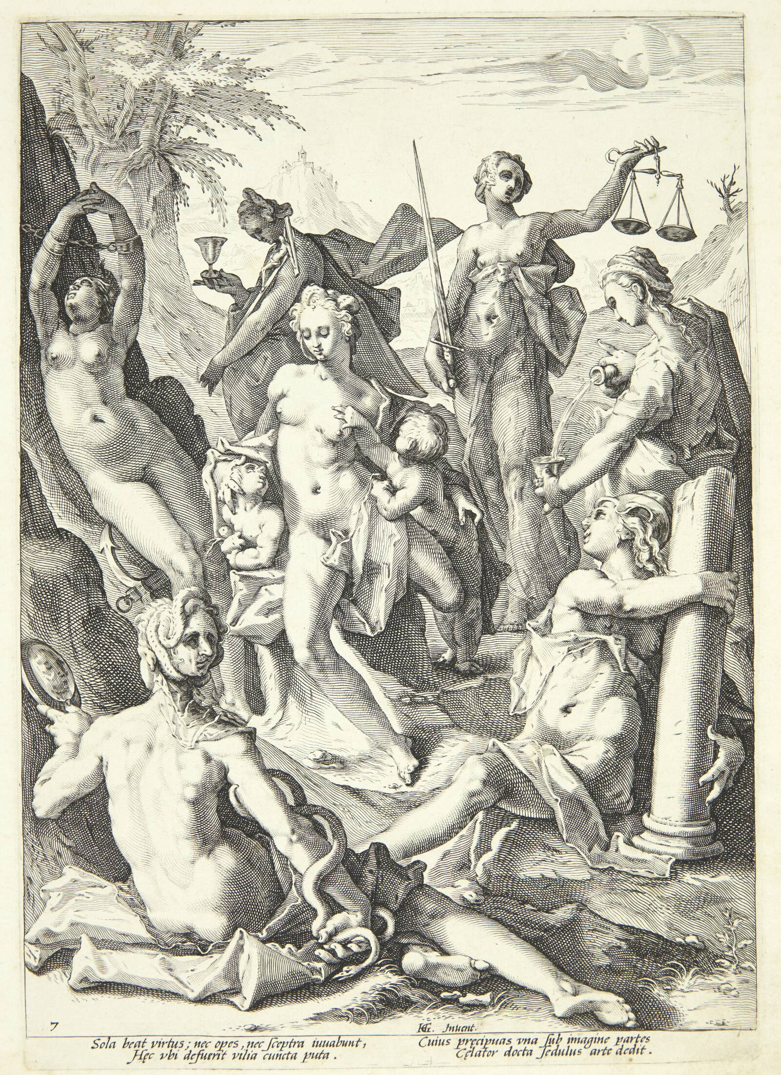 De syv dyder, Jacob Matham, 1588