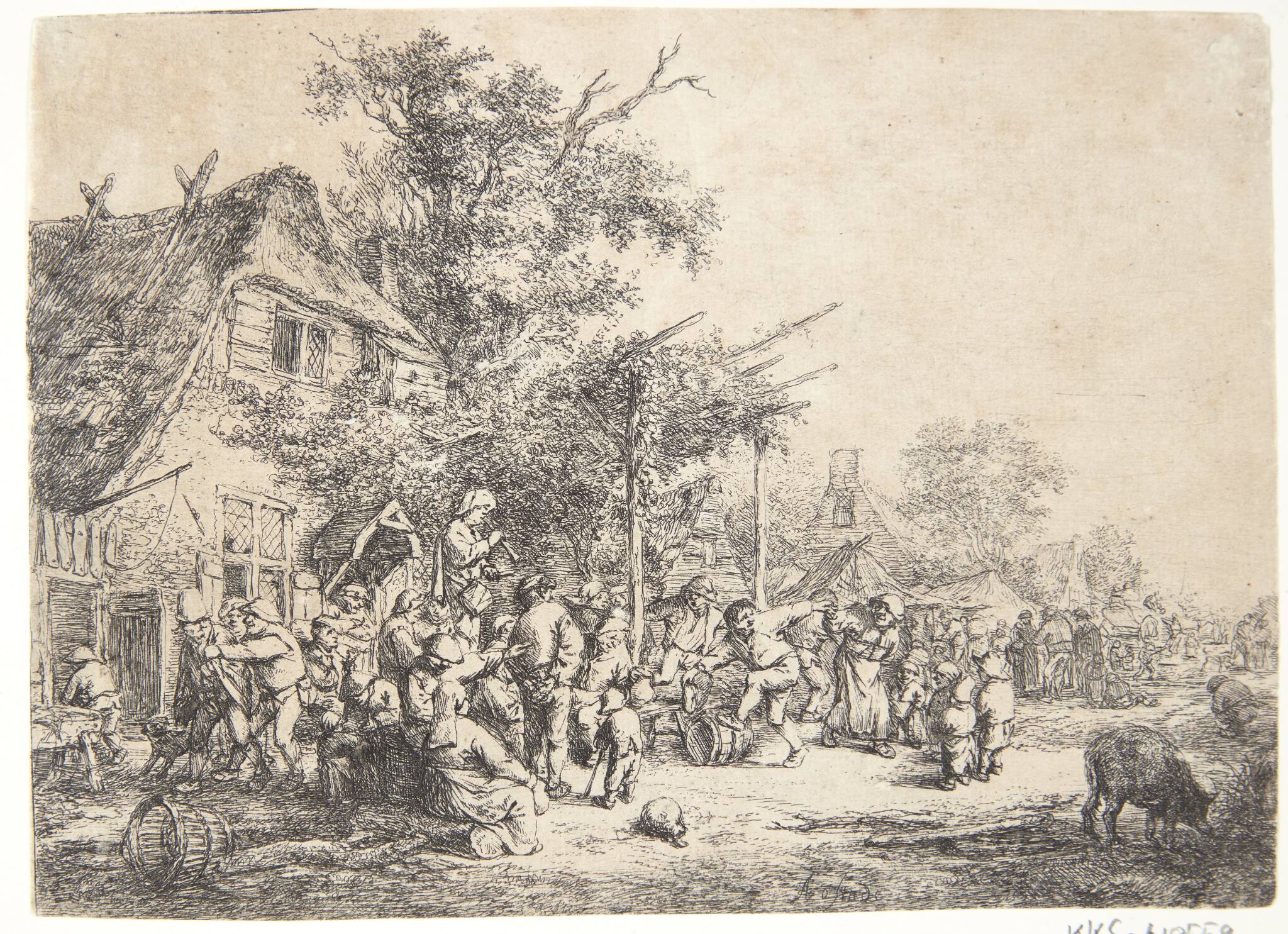 Dansende bønder ved et herberg