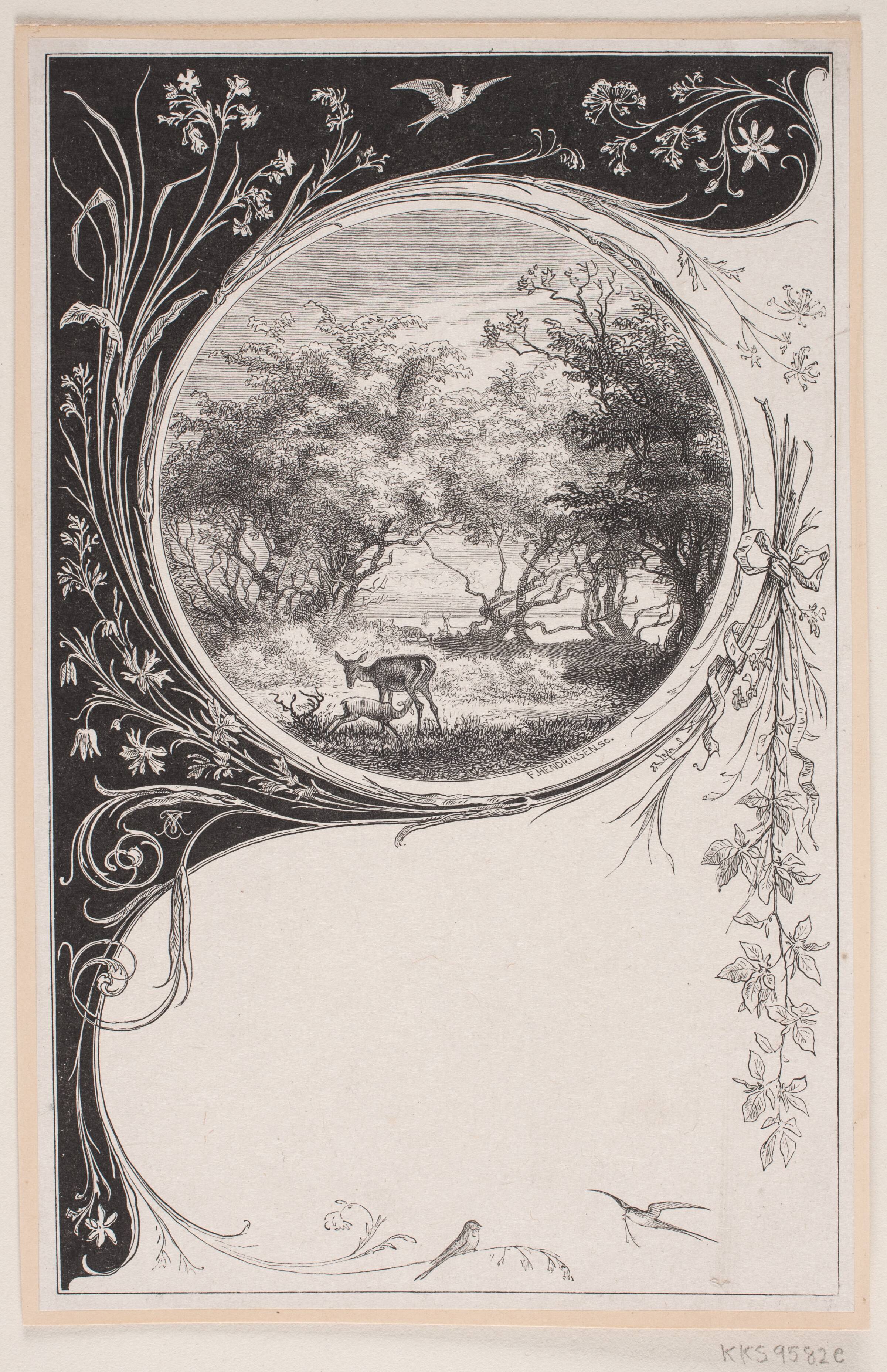 Skovklædt strand. Til "Maanederne" v. C. Andersen og F. Hendriksen, F. Hendriksen, 1878