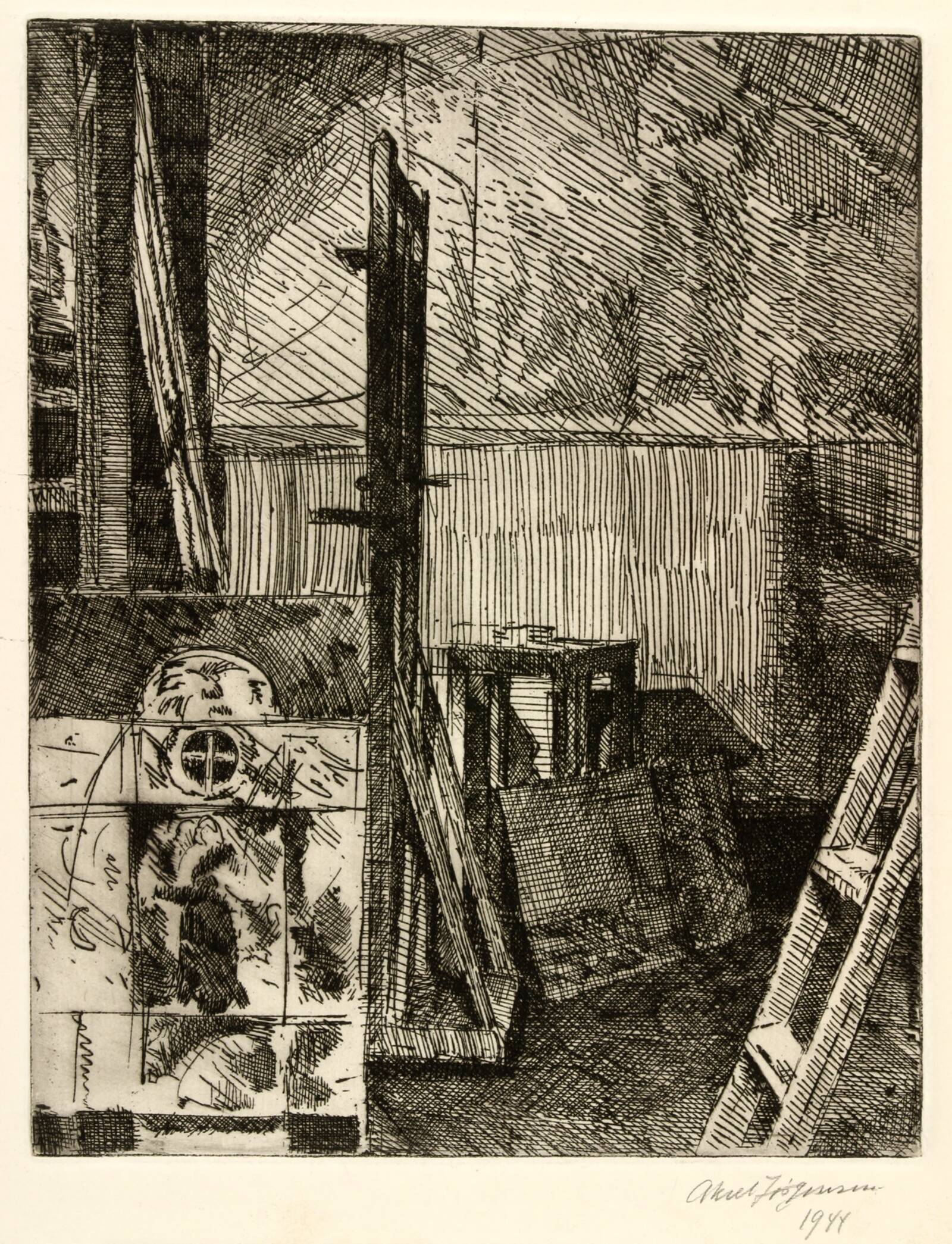 Atelierinterieur, Aksel Jørgensen, 1944