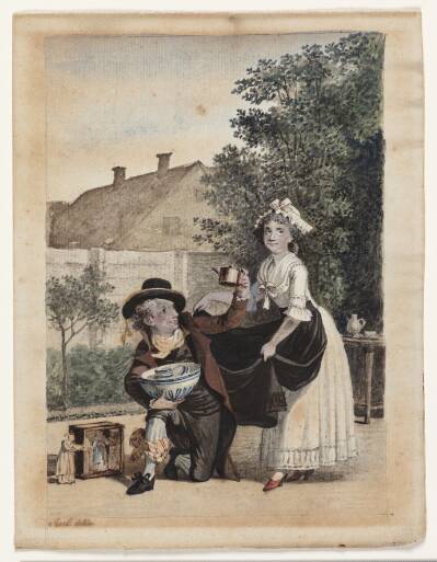 En scene fra P. A. Heibergs skuespil "Chinafarene"