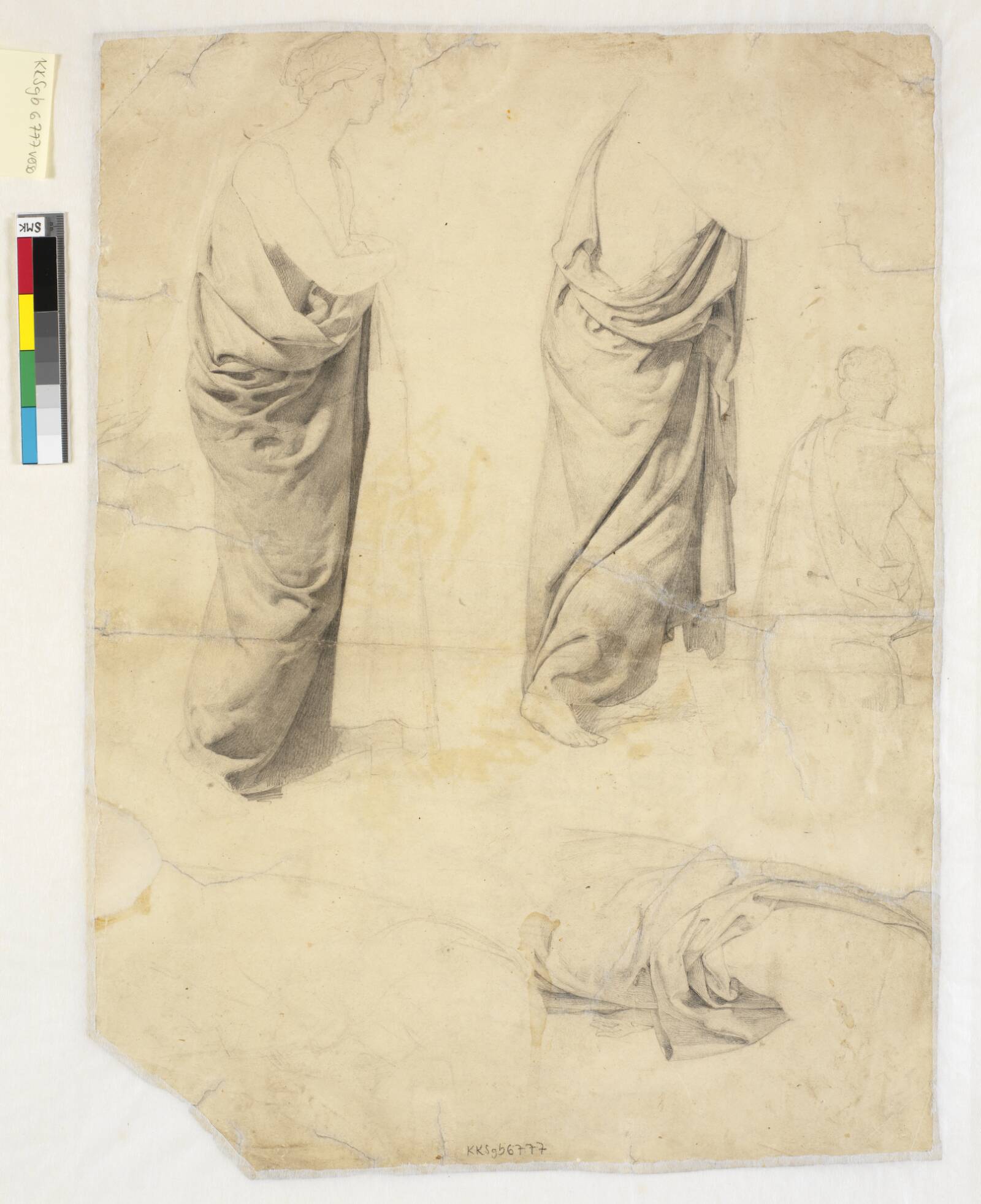 Tre draperistudier, Dankvart Dreyer, 1831-1852