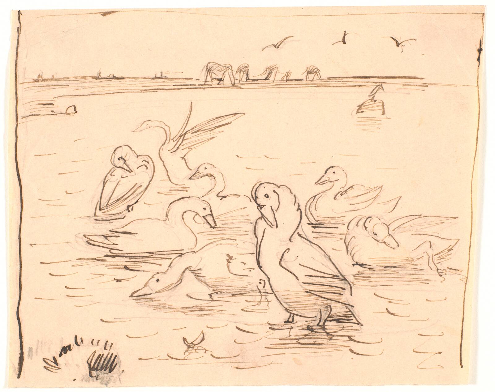 Gæs på Saltholm, Theodor Philipsen, 1897