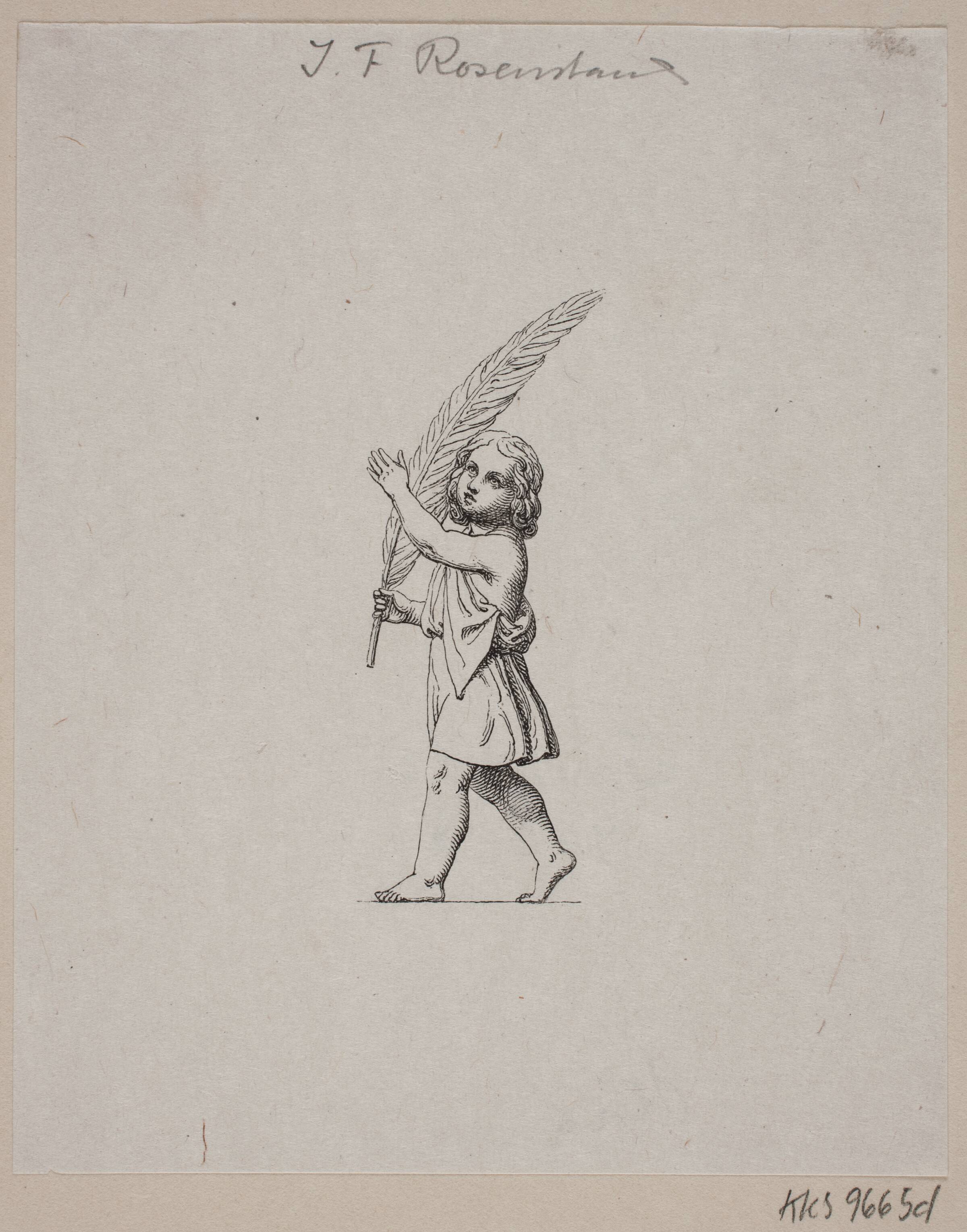 Gående engel med palmegren, Johan Frederik Rosenstand, 1820-1887