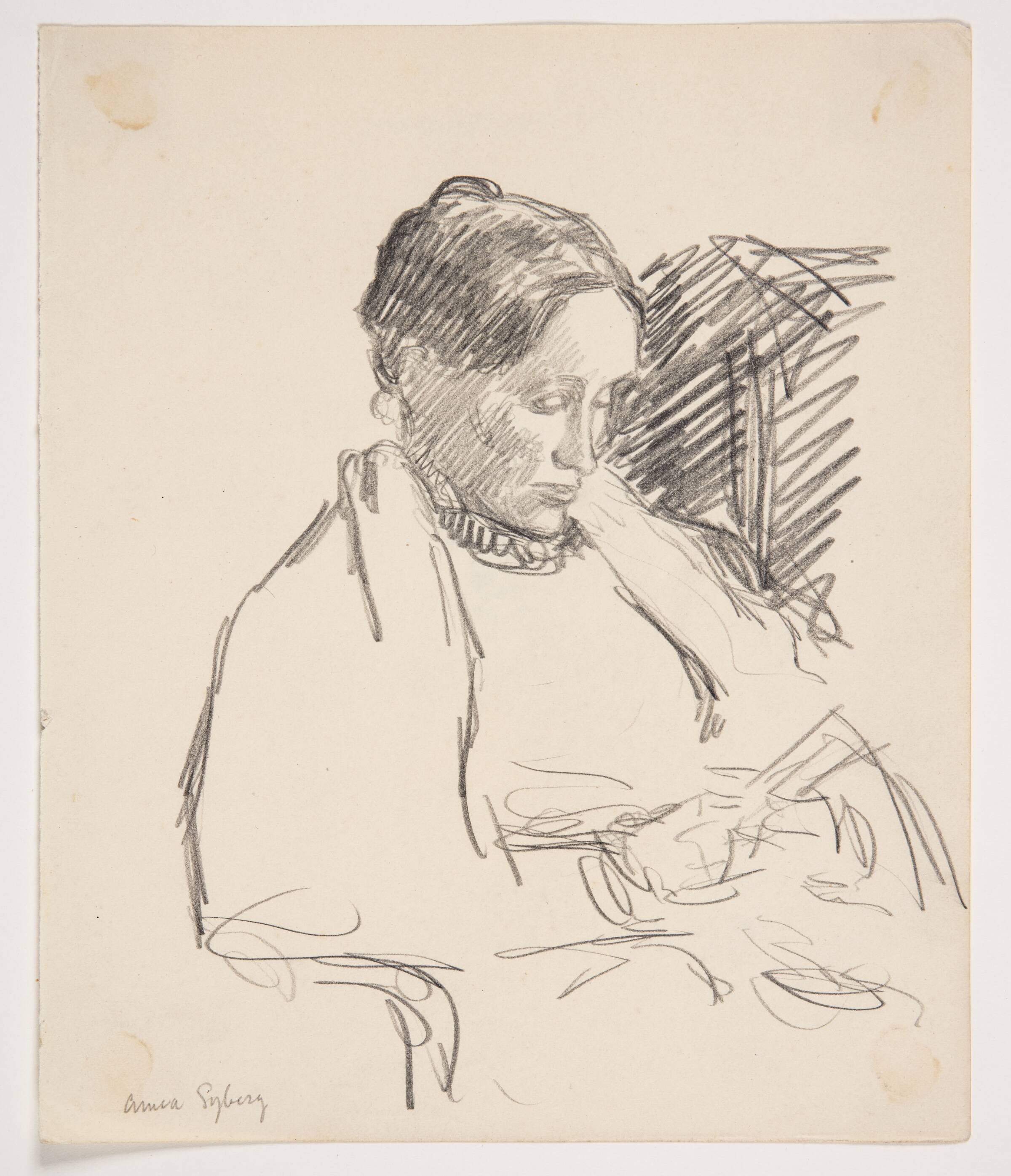 Portræt af Anna Syberg, læsende, Sigurd Swane, 1908-1911