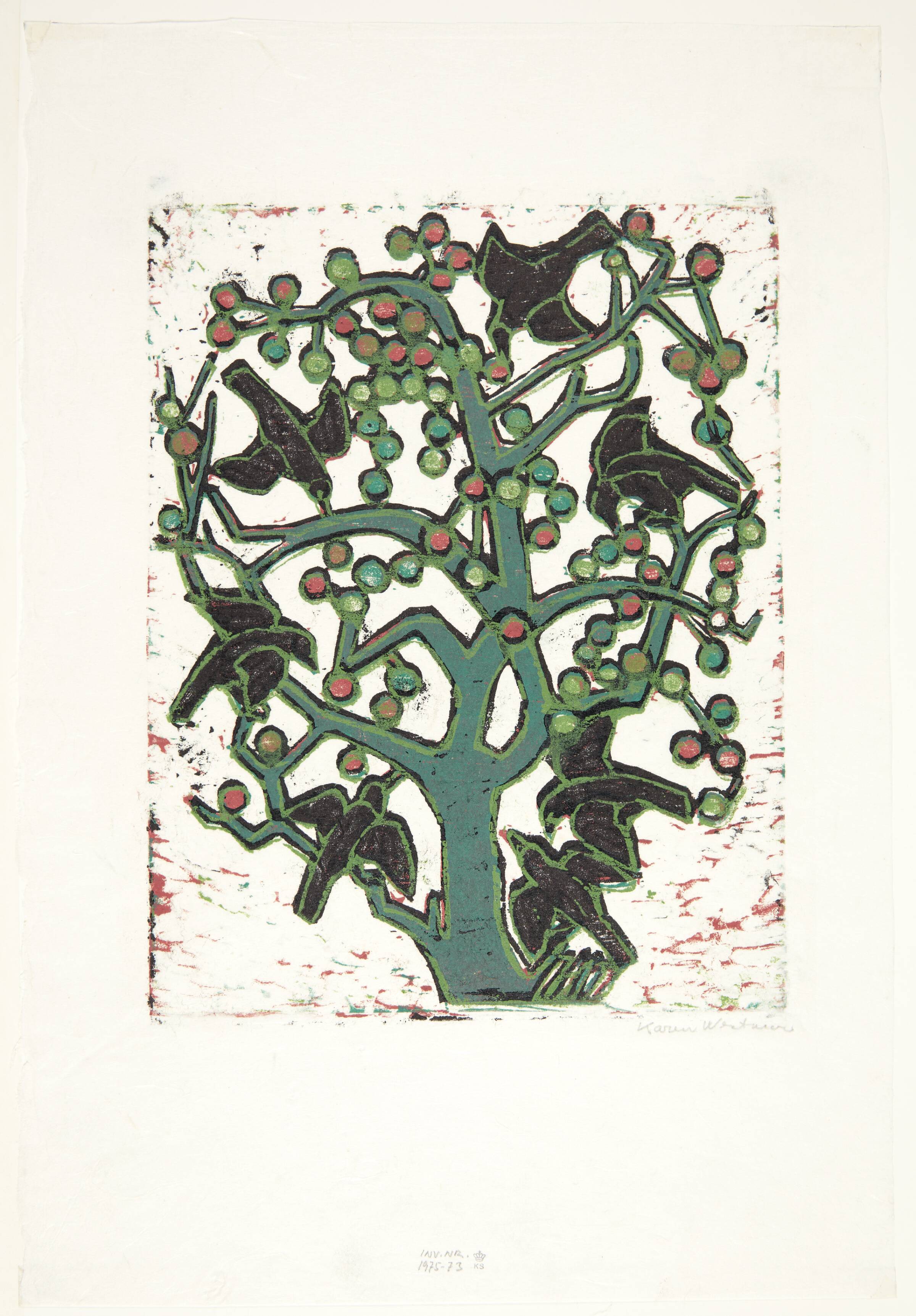Træ med solsorte og røde bær, Karen Westman, 1958