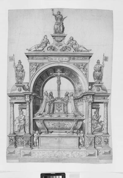 Udkast til dobbeltgravmæle over Christian III og Frederik II