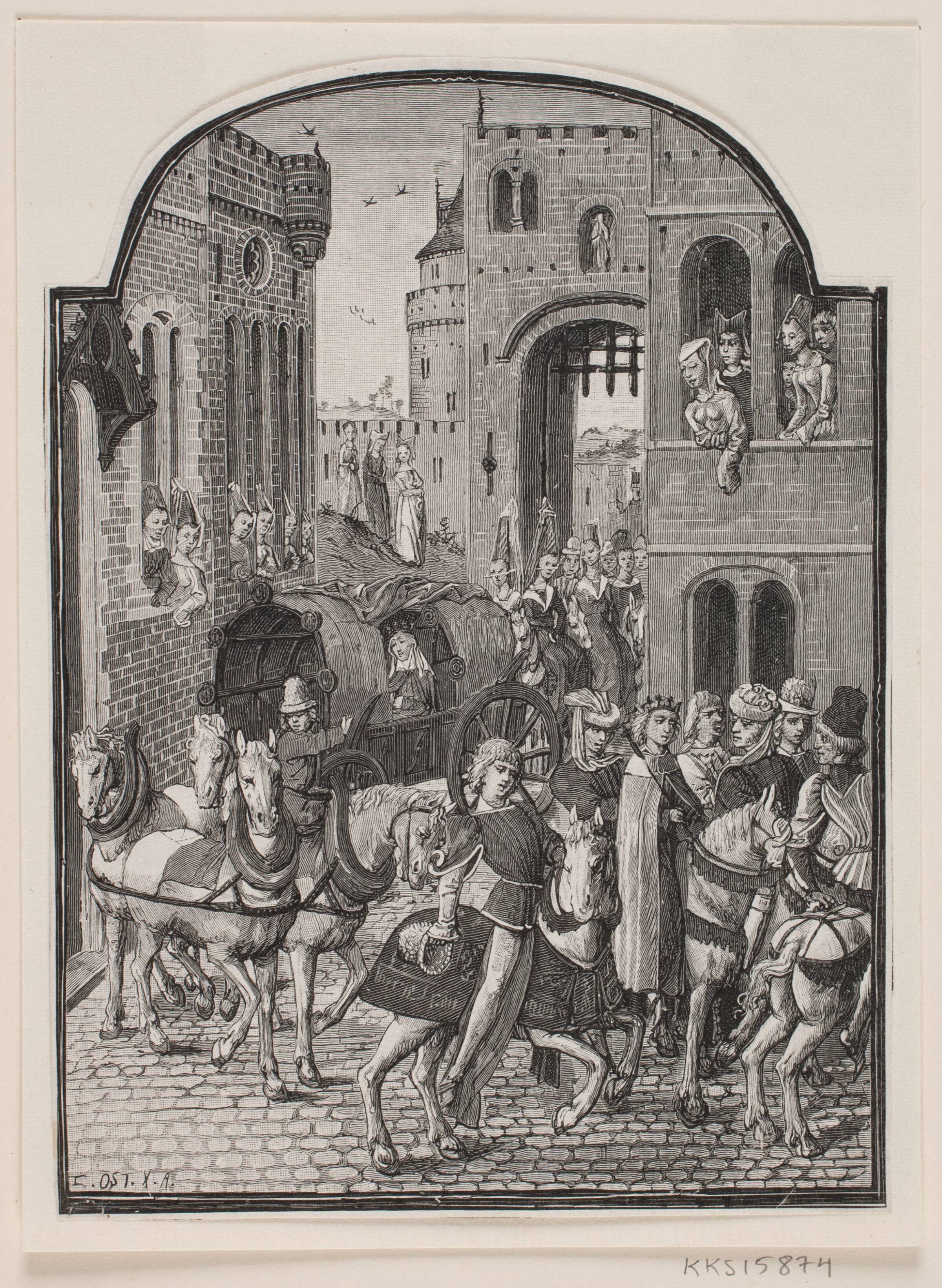 Prøvetryk af xylografi efter flamsk miniature fra det 15. århundrede, Louis Sørensen, 1886