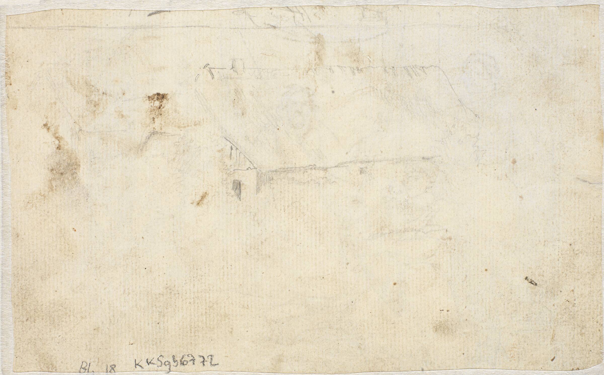 Svage blyantsrids af et hus, Dankvart Dreyer, 1831-1852