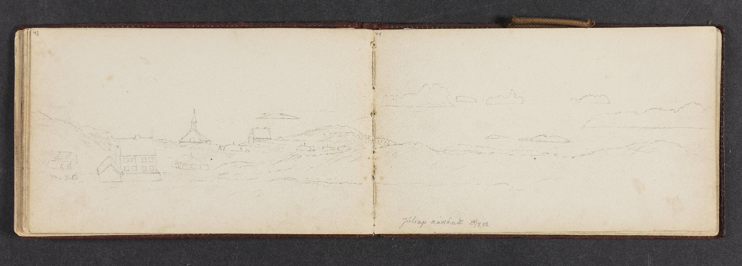 Fjeldlandskab ved en fjord, Lars Møller, 1883