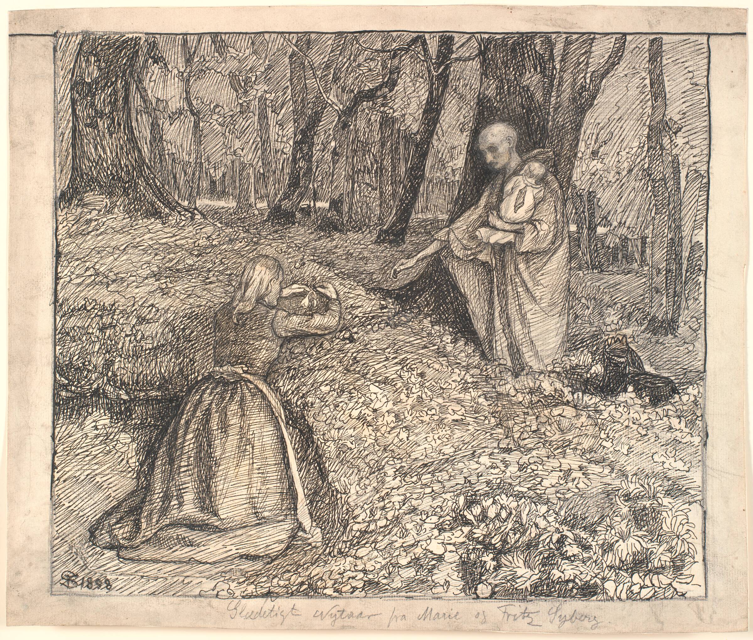 Færdig udført variant af: Hvor har du kunnet finde Vej herhen? og Moderen og Døden i Dødens Drivhus, Fritz Syberg, 1898