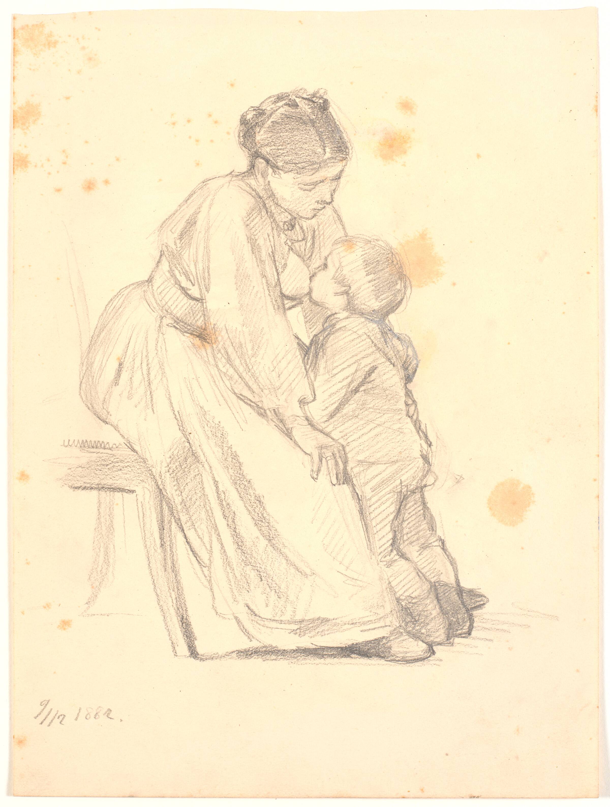 En mor giver sin 4-5 års dreng bryst, Joakim Skovgaard, 1882