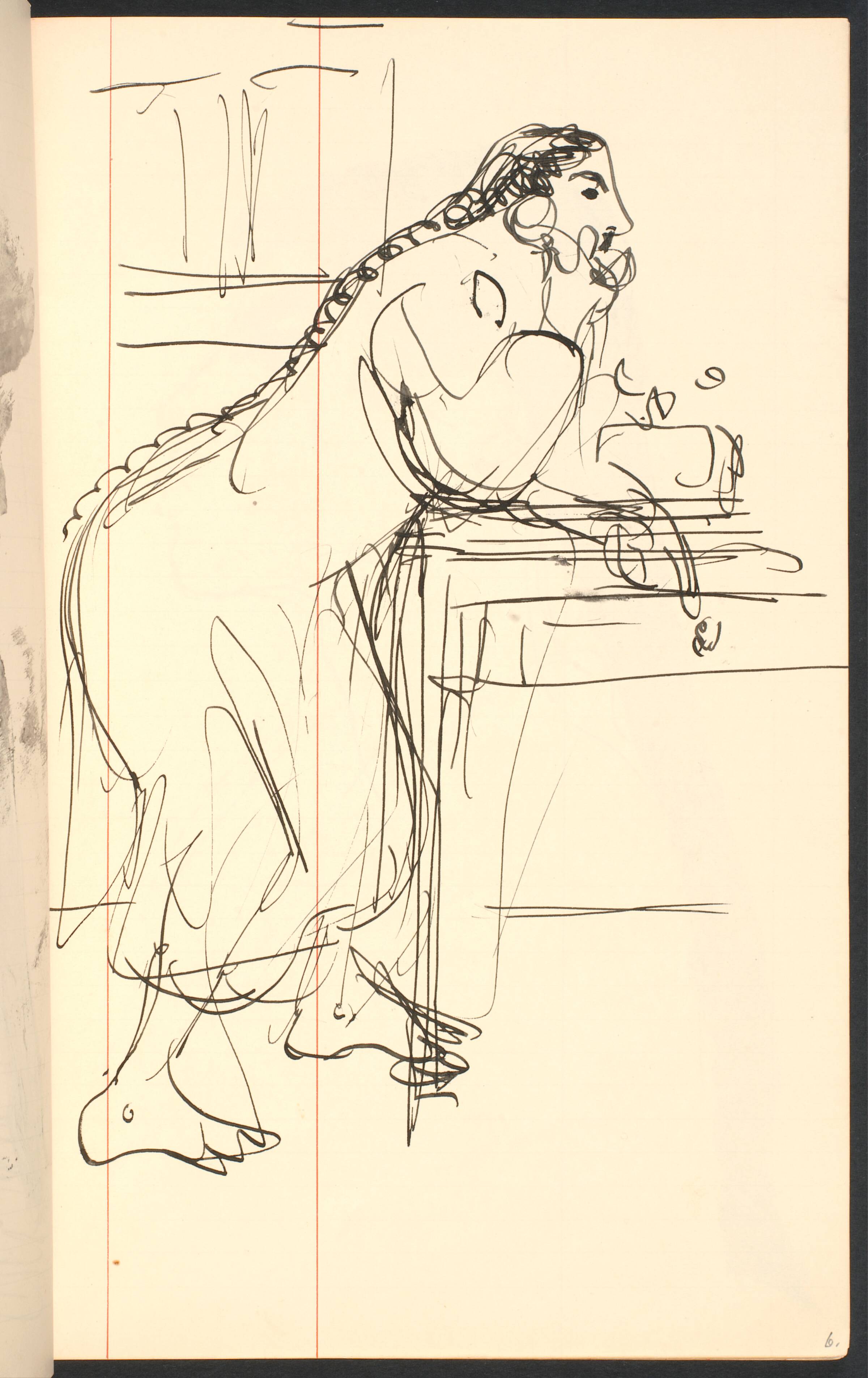 Påklædt model, der taler i telefon, Gottfred Eickhoff, 1955