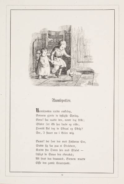 Rumlepotten. Illustration til H.V. Kaalund, "Fabler for Børn"