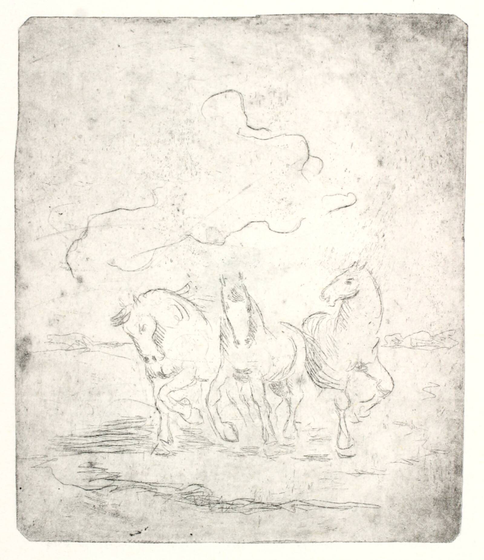 Tre heste i et landskab, Kaj Ejstrup, 1930-1939