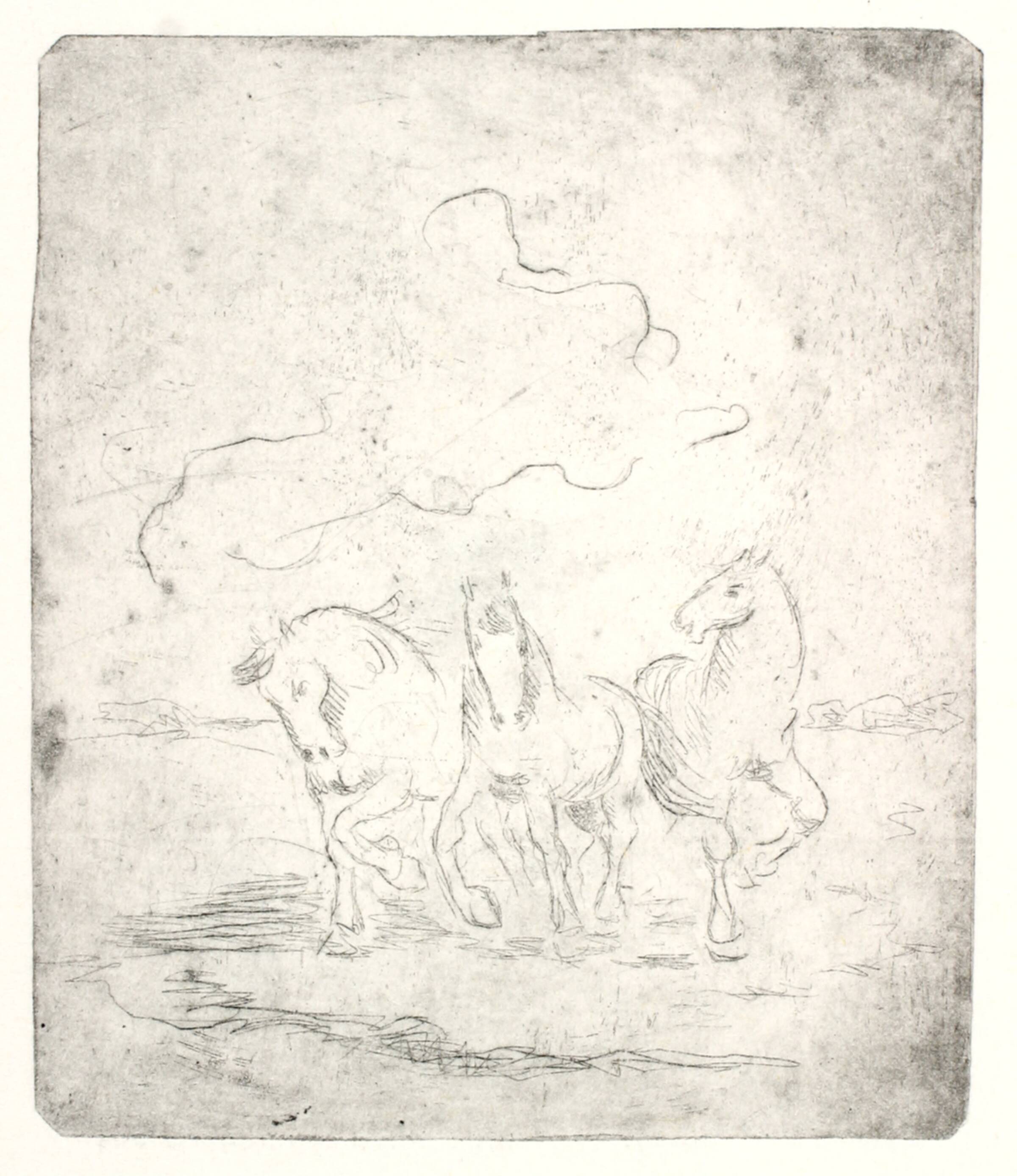 Tre heste i et landskab, Kaj Ejstrup, 1930-1939