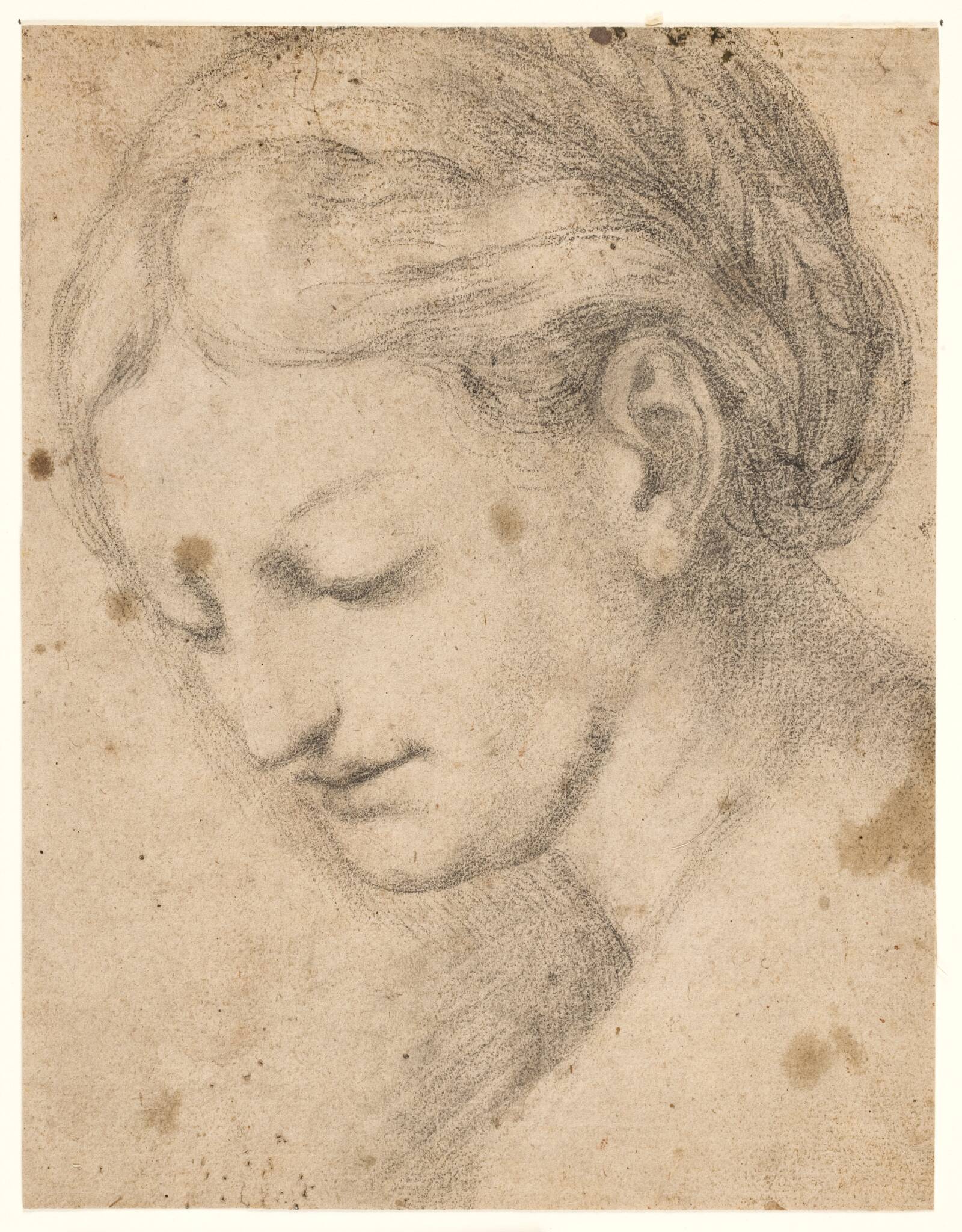 Kvindeansigt i trekvart profil, Ubekendt, 1700-1799