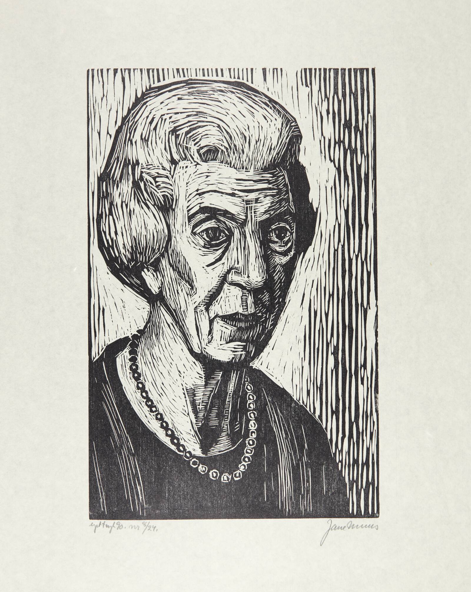 Portræt af dronning Ingrid, Jane Muus, 1990