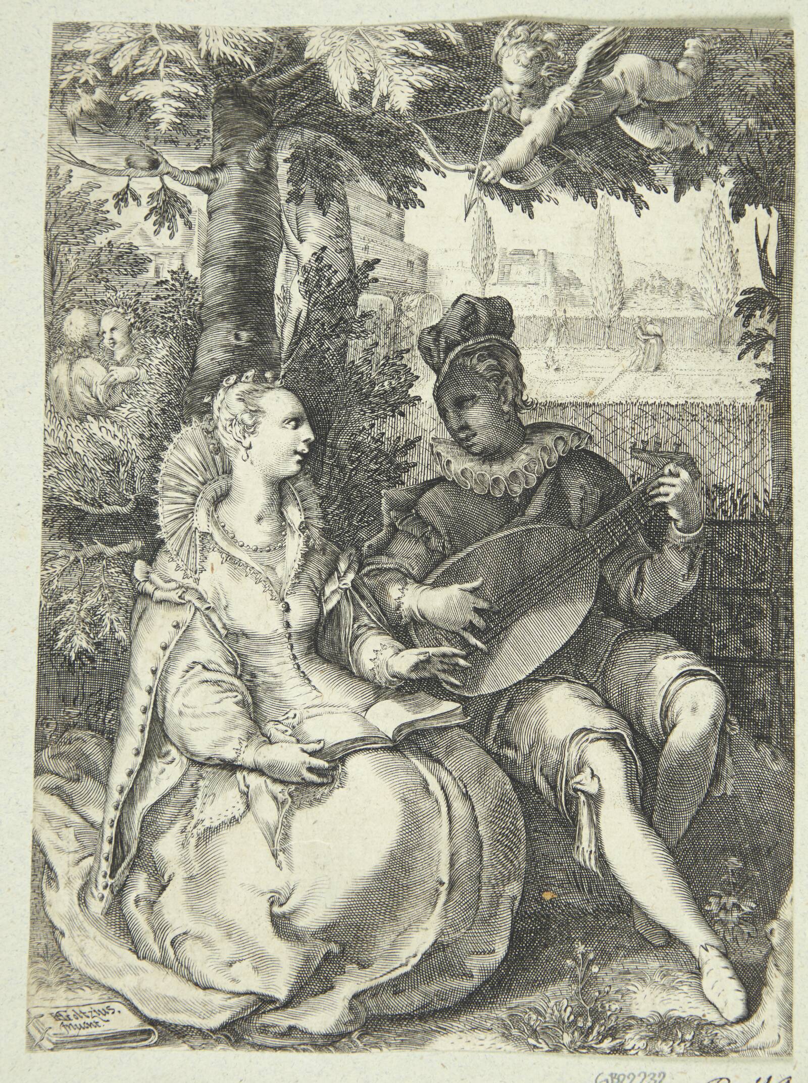 Musicerende par. Forår, Jan Saenredam, 1595