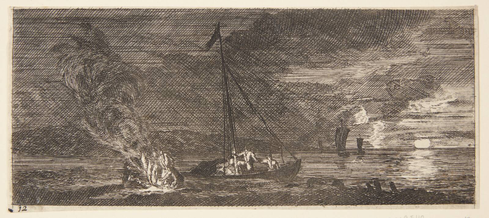 Natlig kystscene, Reinier Zeeman, 1651-1652