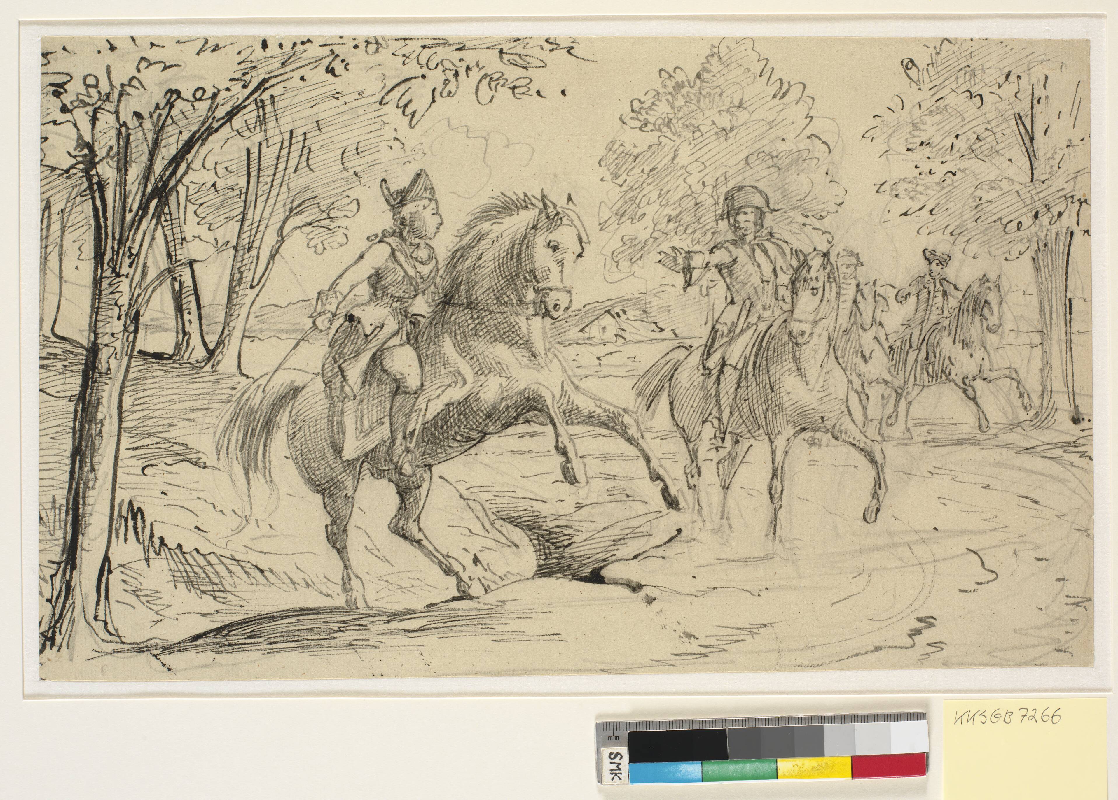 Caroline Mathilde og Struensee på ridetur ved Hørsholm