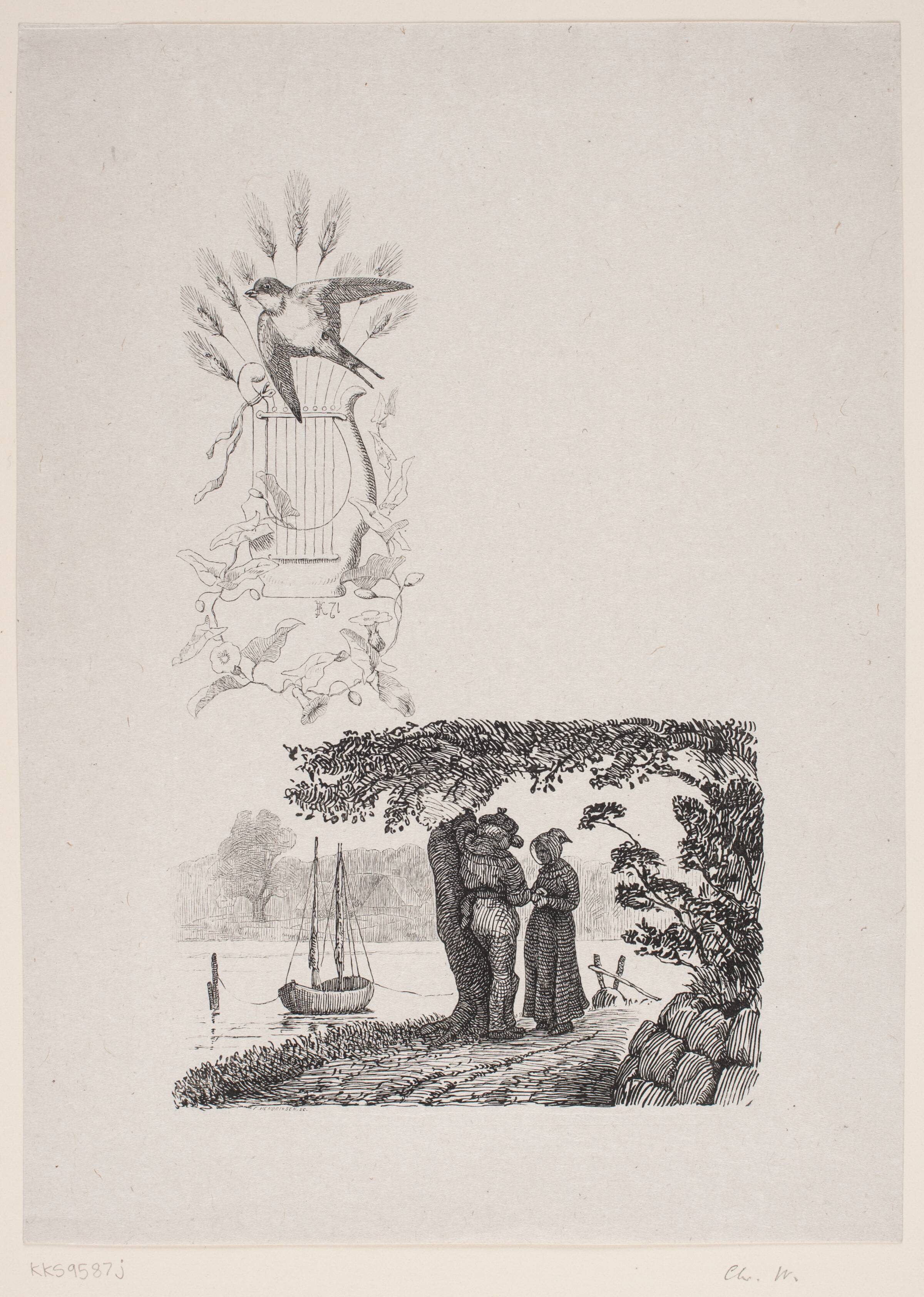 Randtegning til indledningsdigtet "Vignet", F. Hendriksen, 1871