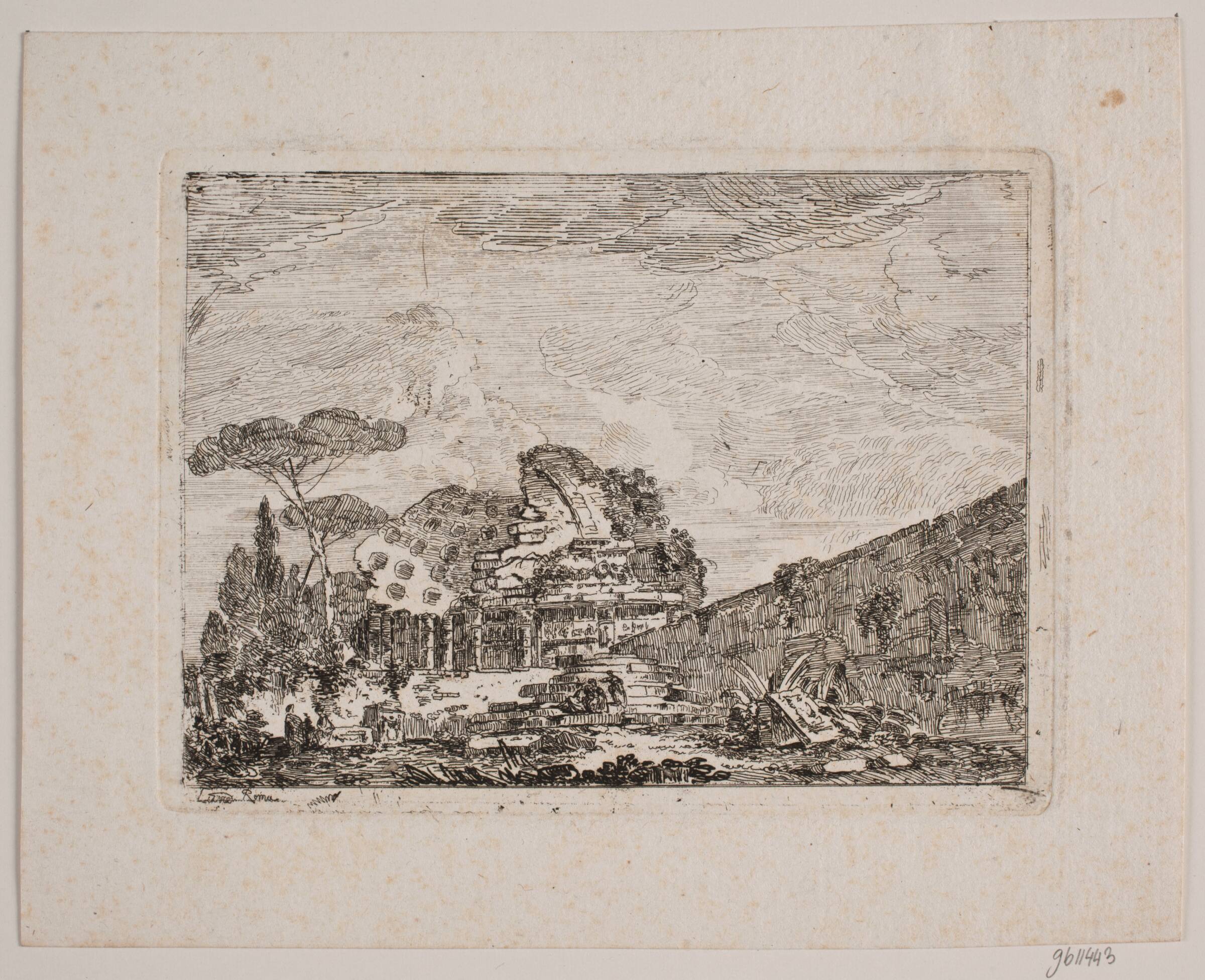 Antikke ruiner af en rotondobygning, Jens Petersen Lund, 1764