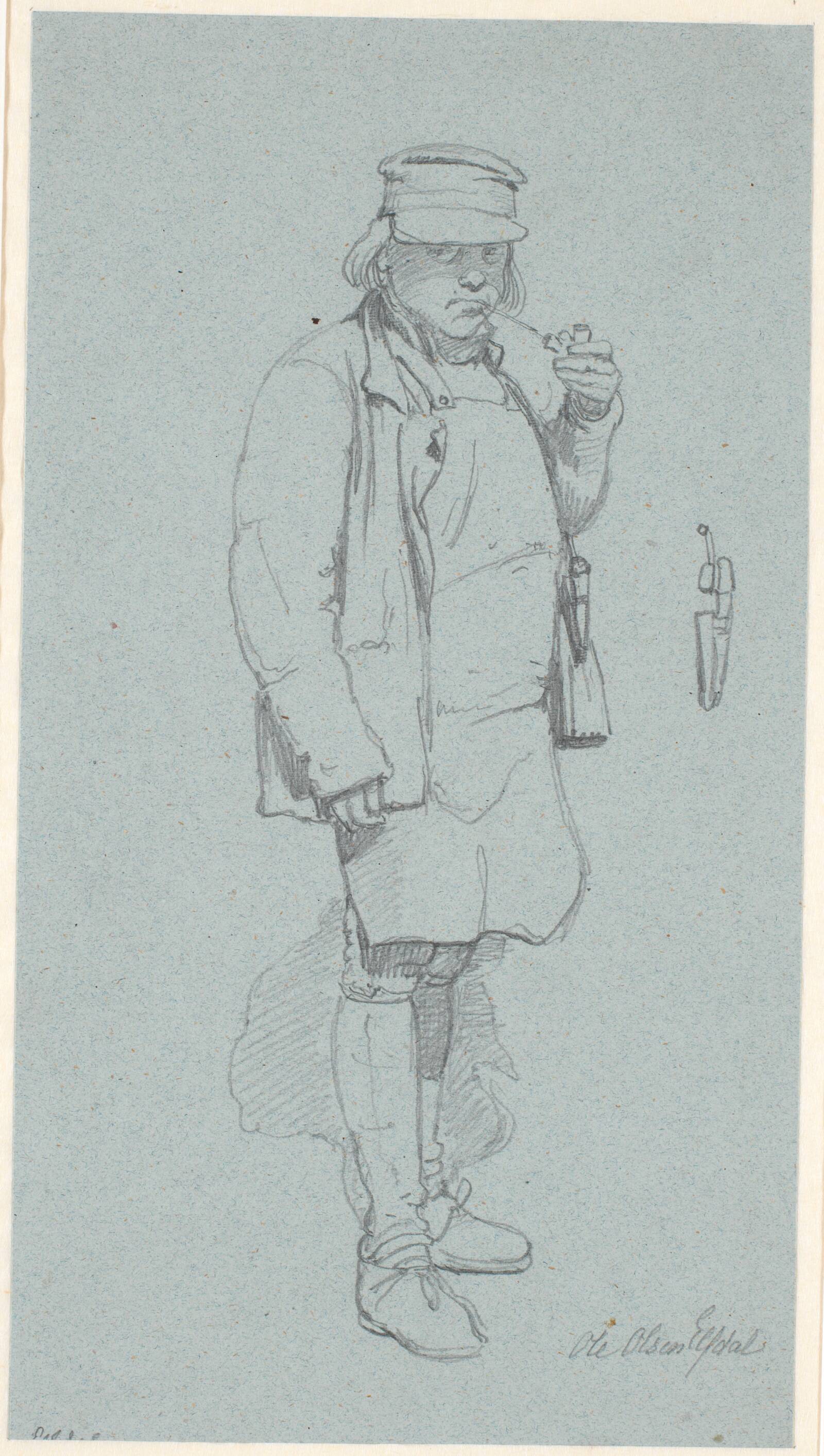 Stående svensk bonde, Wilhelm Marstrand, 1851