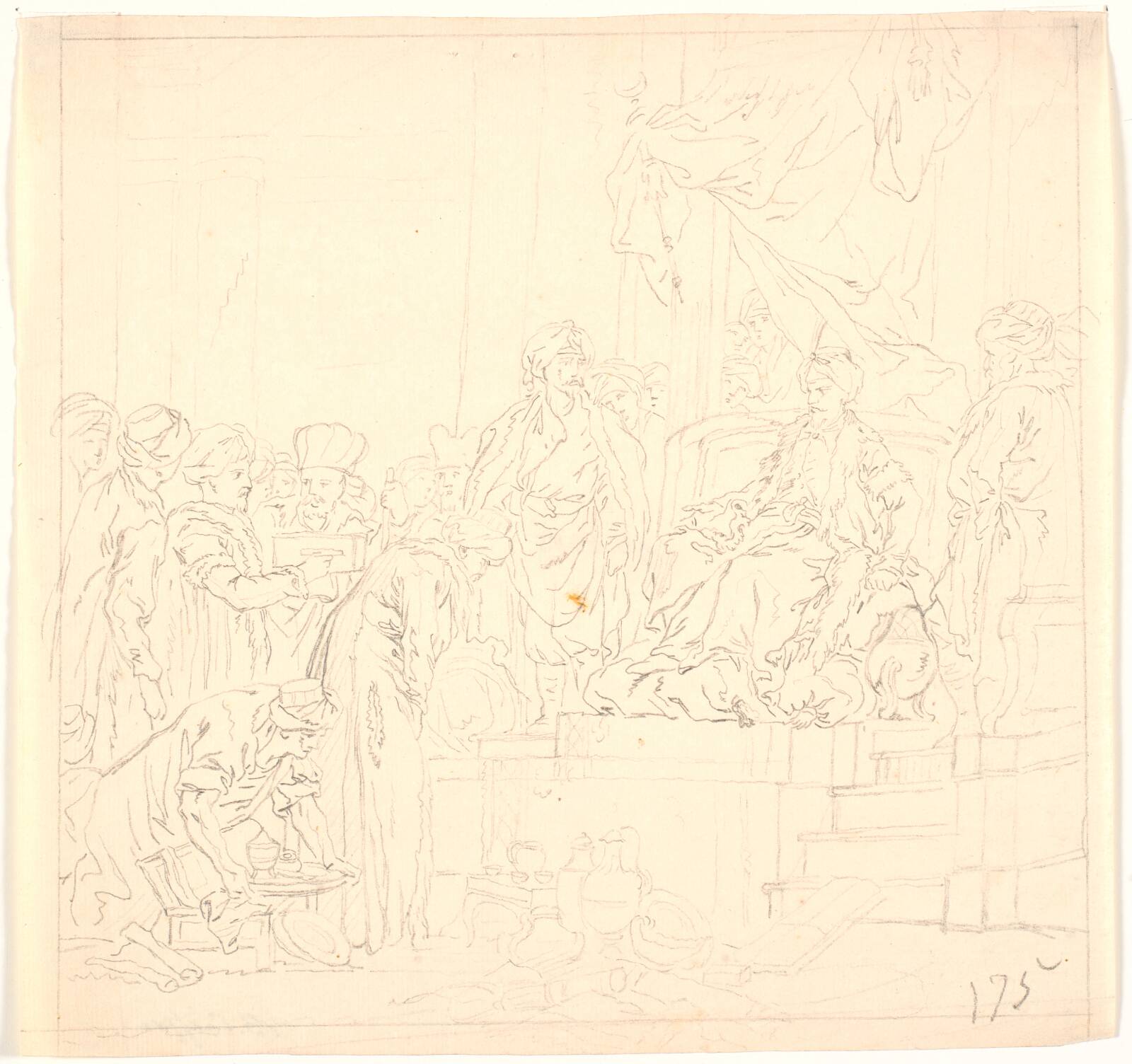 Kompositionsskitse: en orientalsk gesandtskabsmodtagelse, Bénoit Le Coffre, 1671-1722
