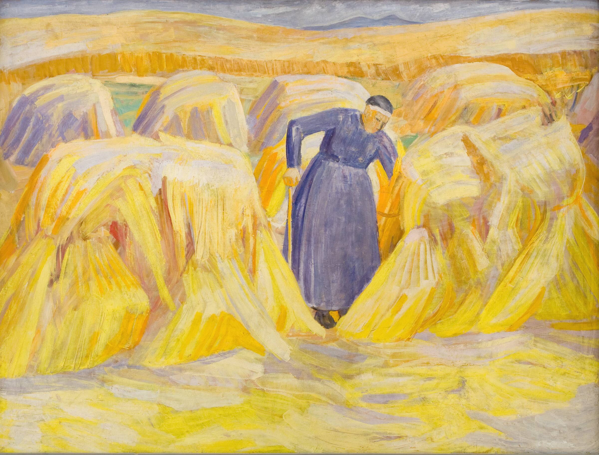 Høstlandskab med gammel kone, Olivia Holm-Møller, 1931