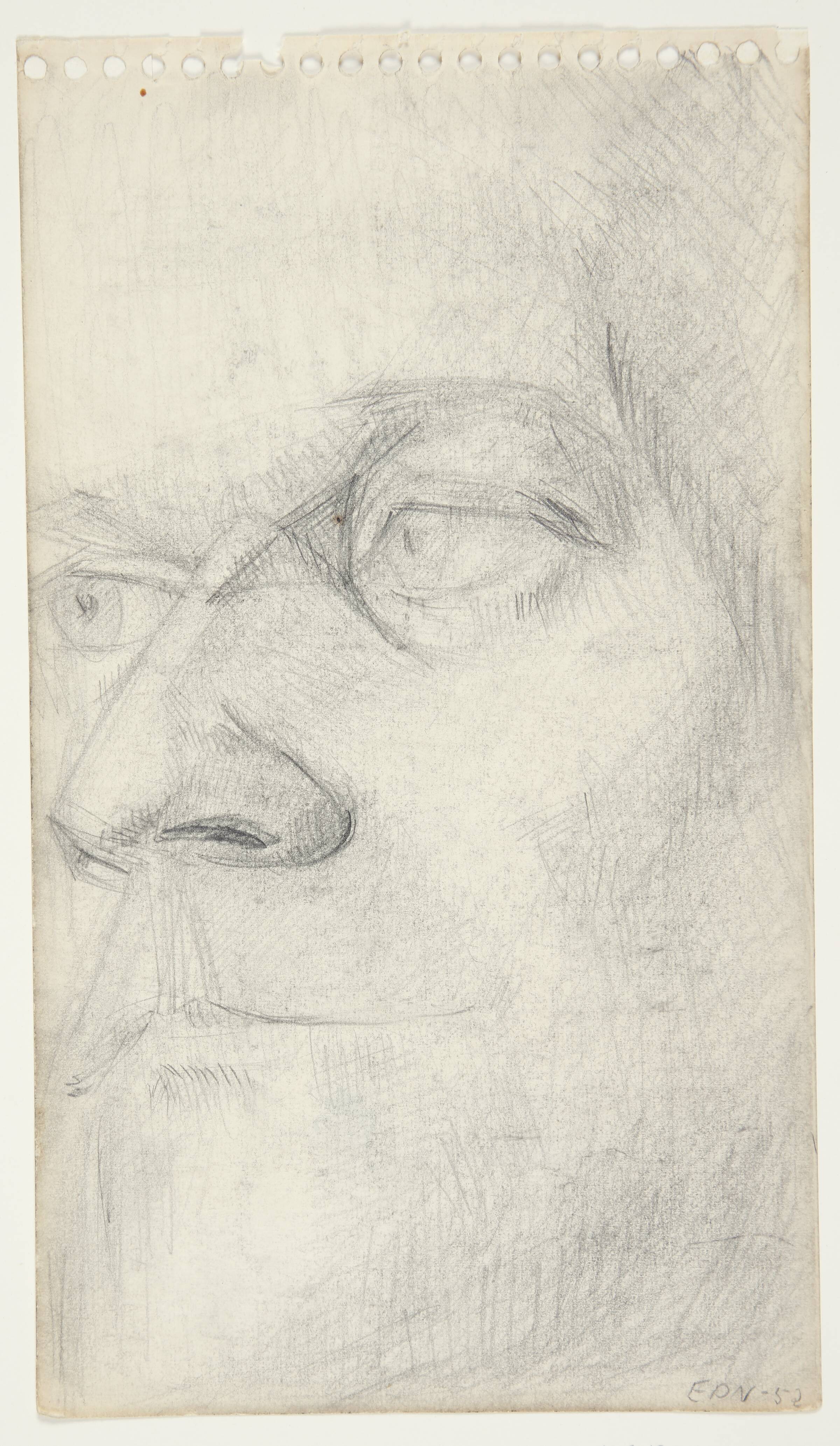 Portræt af grafikeren Palle Nielsen., Elsa Nielsen, 1952
