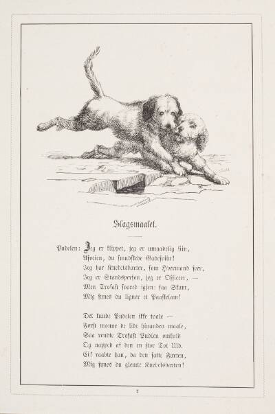 Slagsmaalet. Illustration til H.V. Kaalund, "Fabler for Børn"
