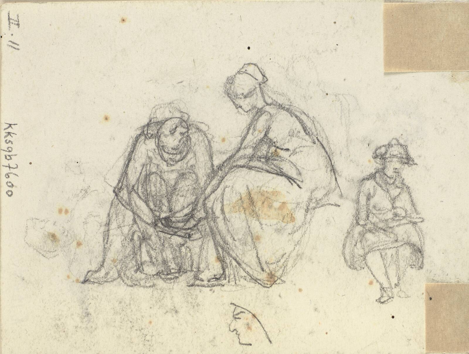 Skoen prøves. Figurstudier, Wilhelm Marstrand, 1810-1873