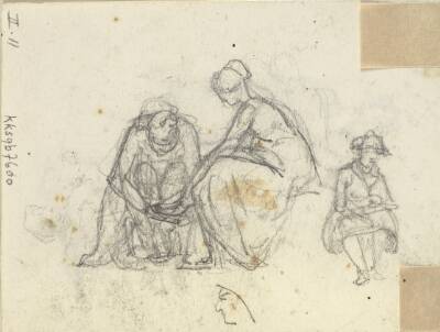 Skoen prøves. Figurstudier