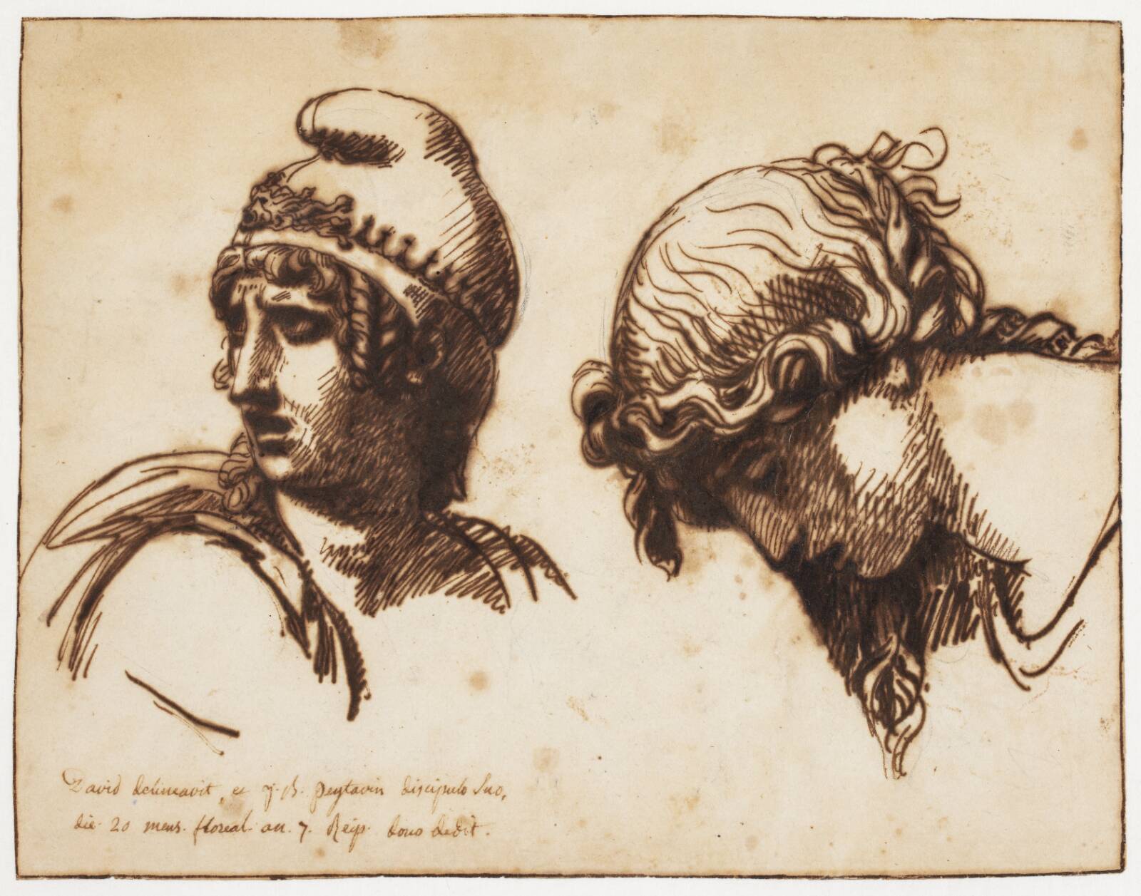 Et kvinde- og et ynglingehoved, Jacques-Louis David, 1790-1799