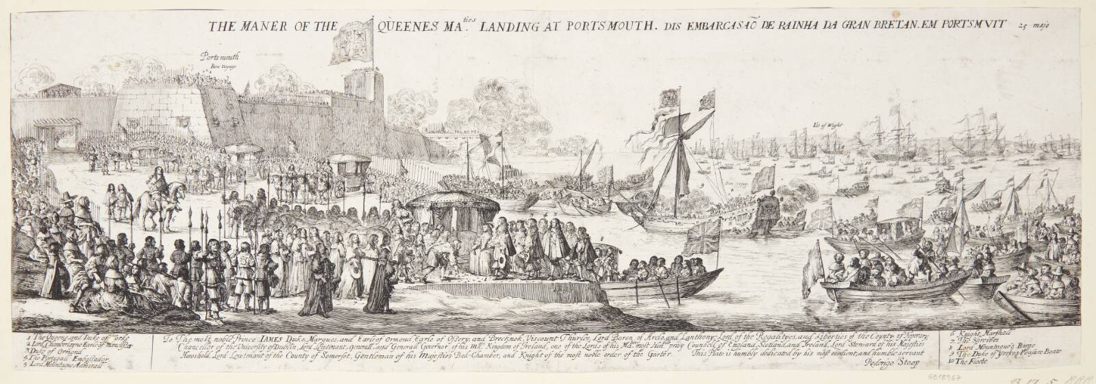 Dronningens ankomst til Portsmouth, Dirk Stoop, 1662