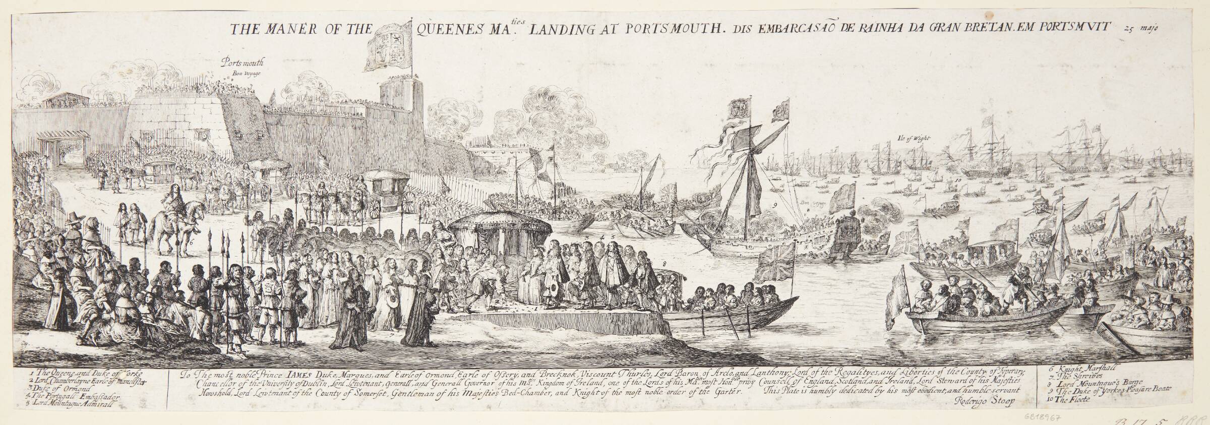 Dronningens ankomst til Portsmouth, Dirk Stoop, 1662