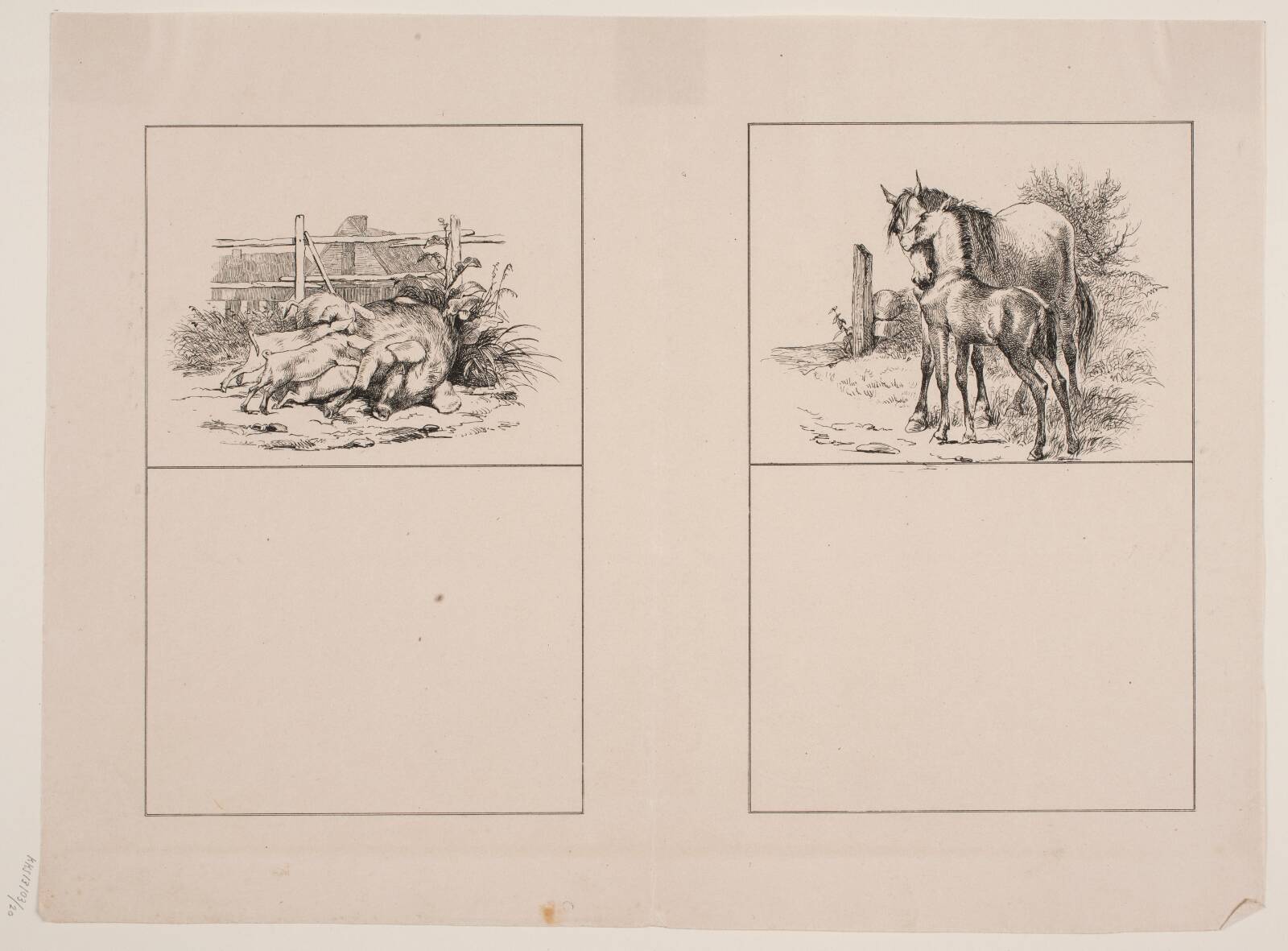 Grisene; Hesten og føllet, Adolph Kittendorff, 1845