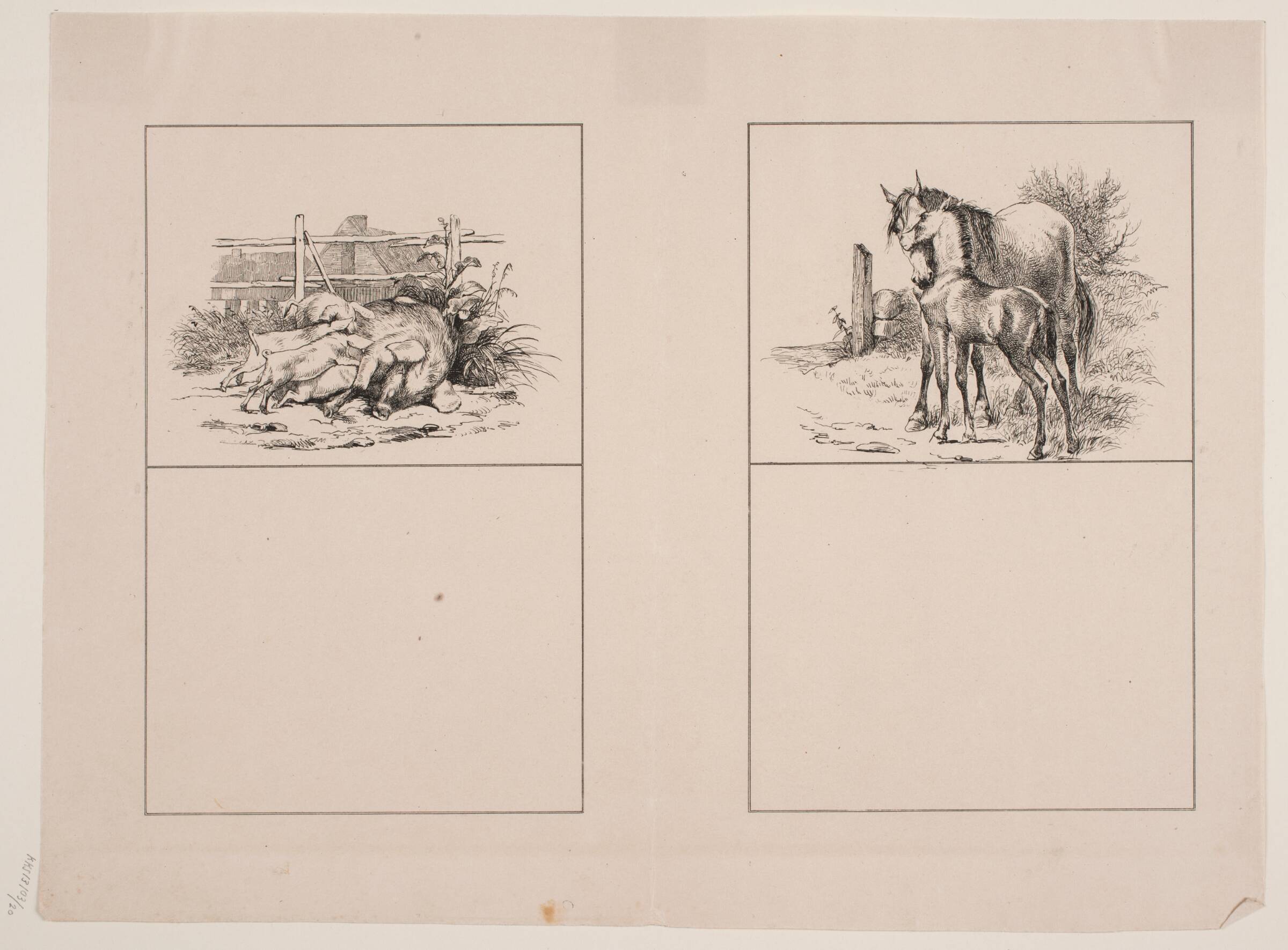 Grisene; Hesten og føllet, Adolph Kittendorff, 1845