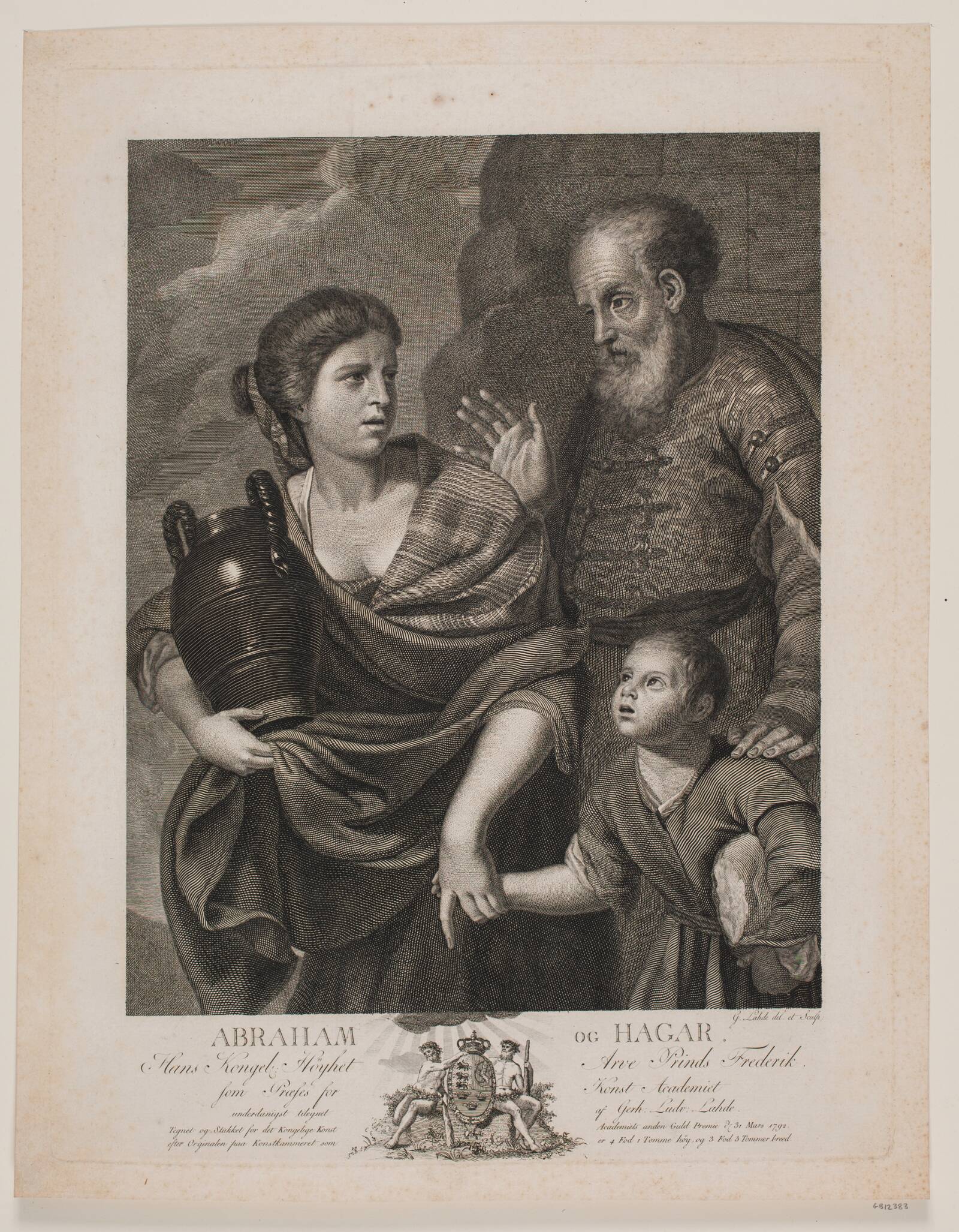 Abraham og Hagar, Gerhard Ludvig Lahde, 1792