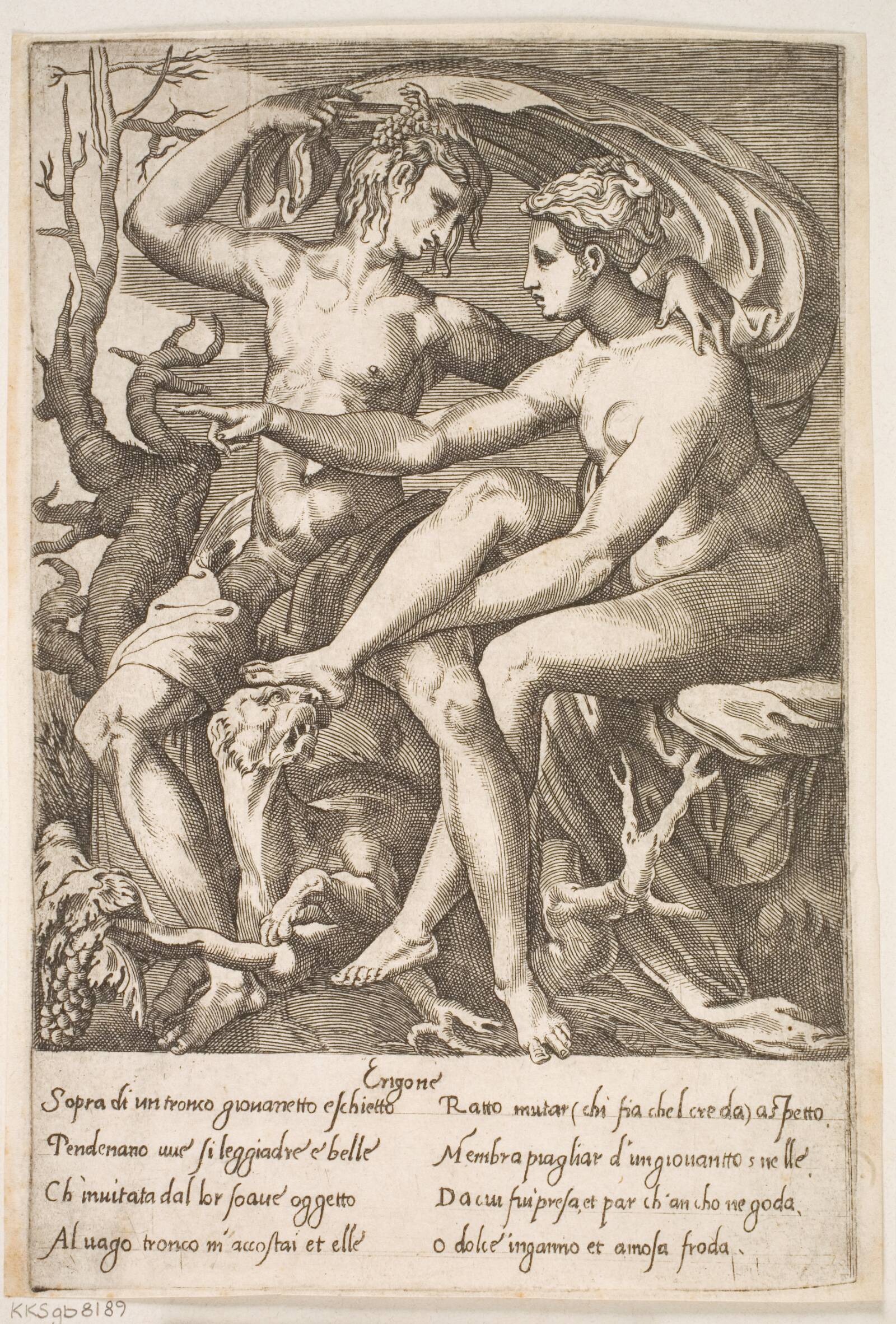 Bakkus og Erigone, Jacques Androuet Ducerceau, 1540-1585