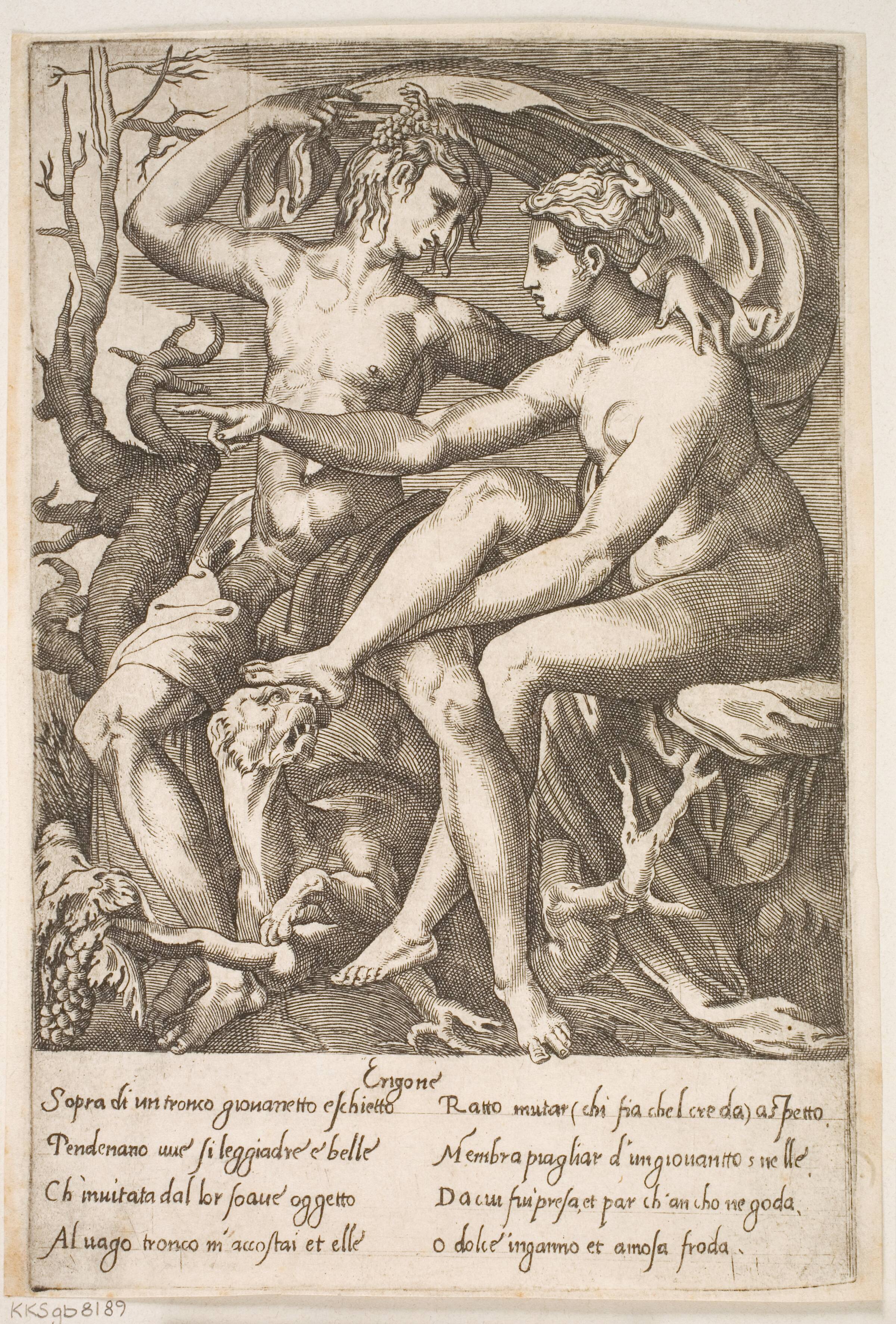 Bakkus og Erigone, Jacques Androuet Ducerceau, 1540-1585