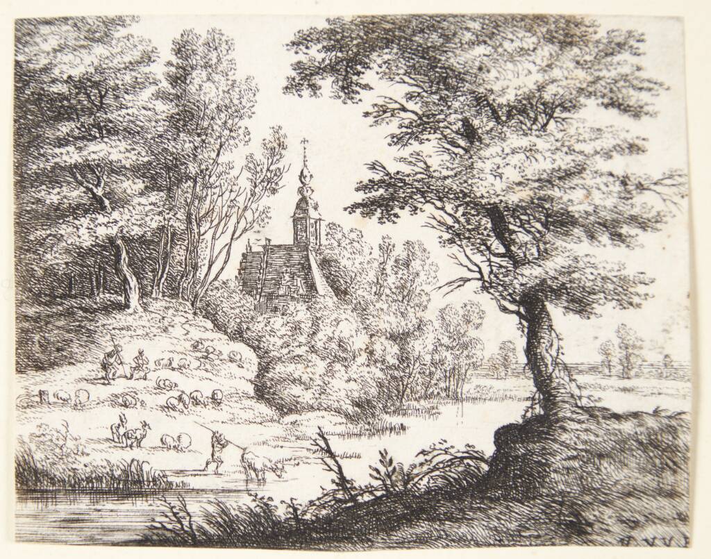 Flodlandskab med hyrder og deres dyr, Lucas van Uden, 1595-1673