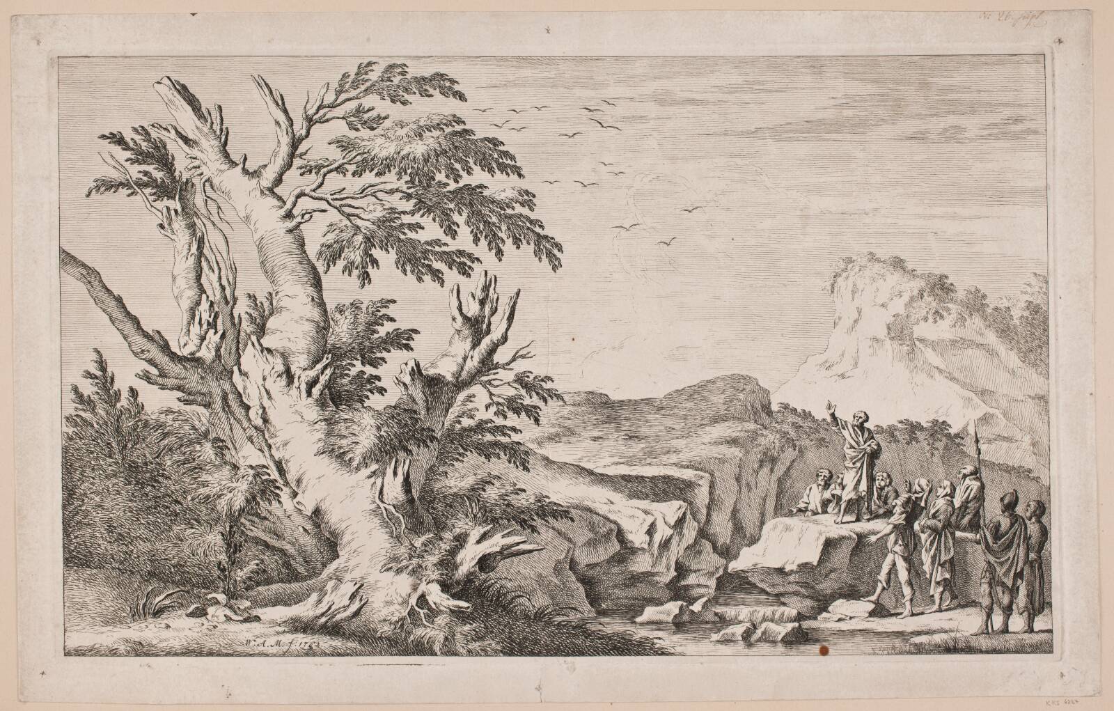 Landskab med Bjergprædikenen, W.A. Müller, 1762
