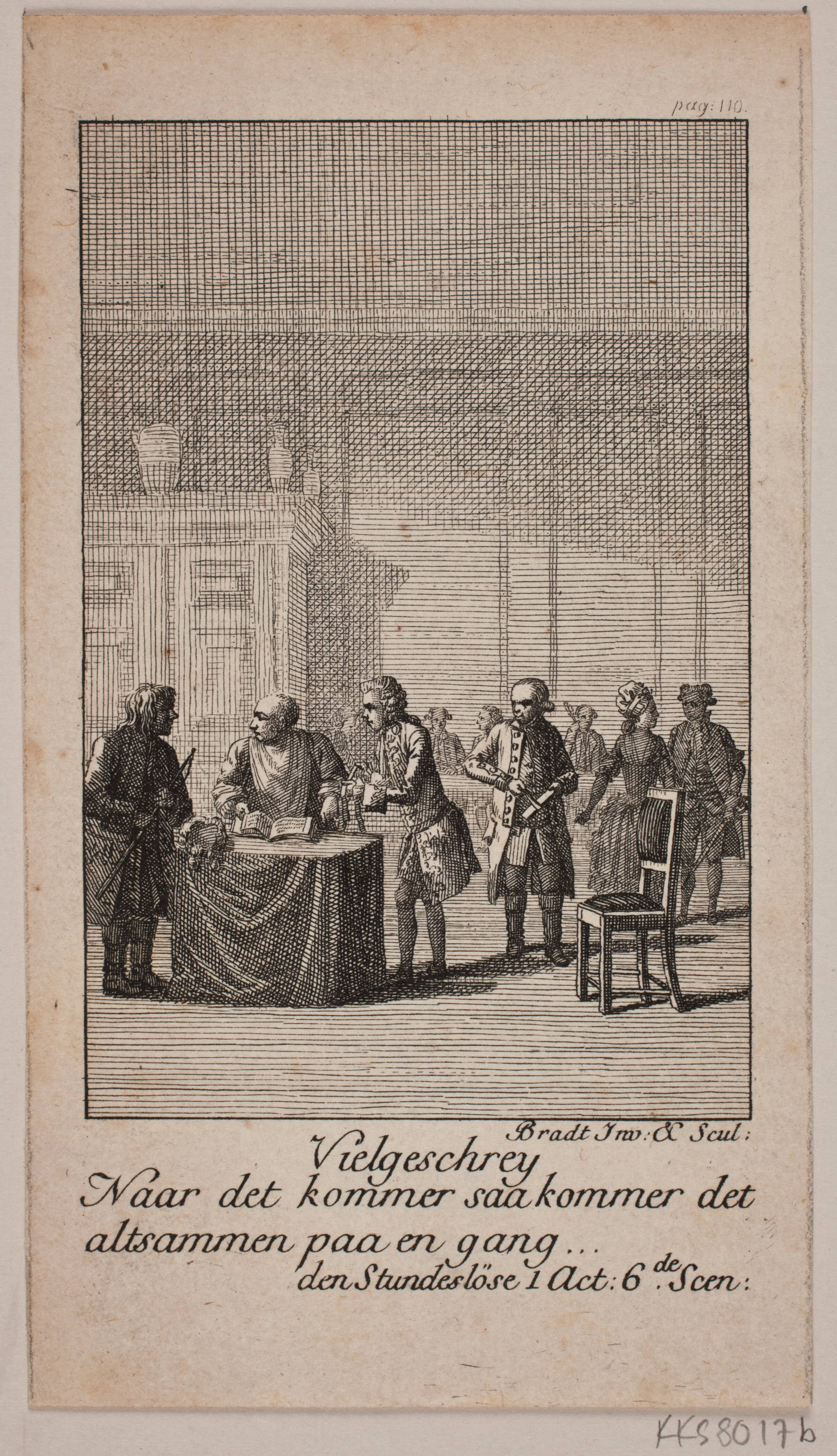 Illustration til Ludvig Holbergs "Den Stundesløse", Bradt, F.L., 1784