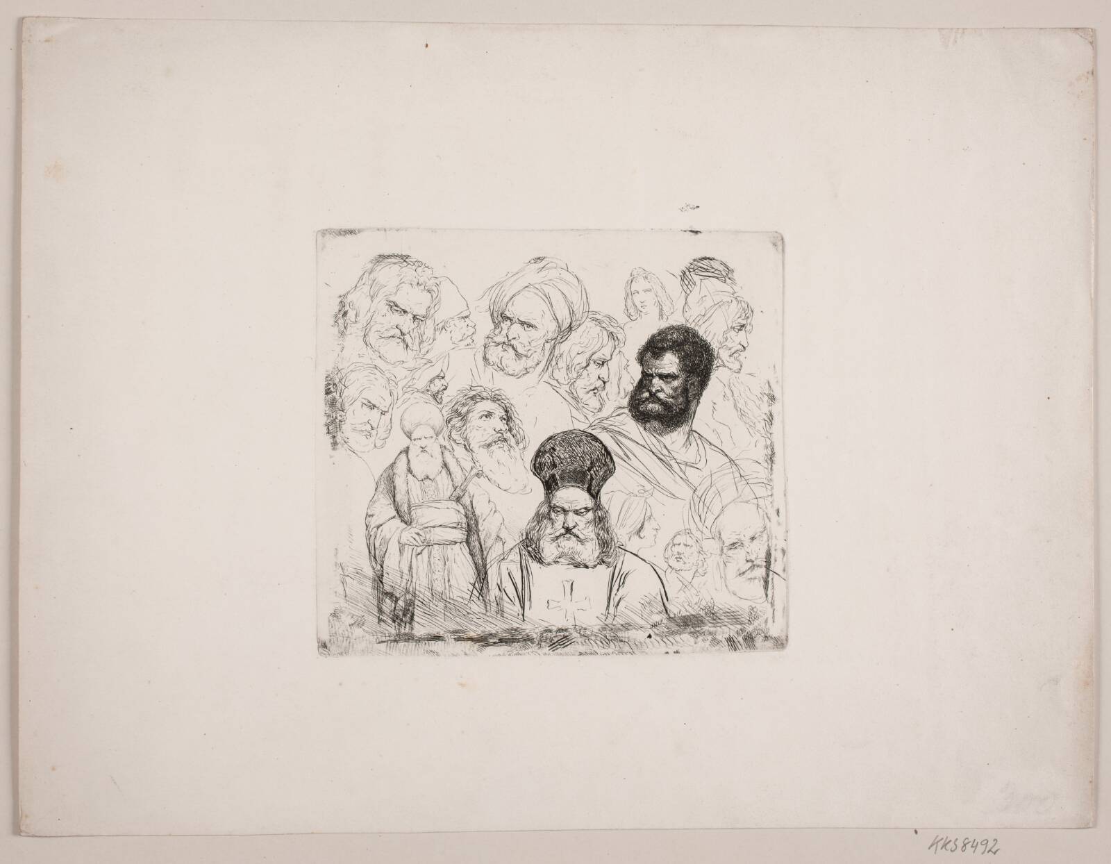 Prøveblad. 17 hoveder, Niels Simonsen, 1834-1866